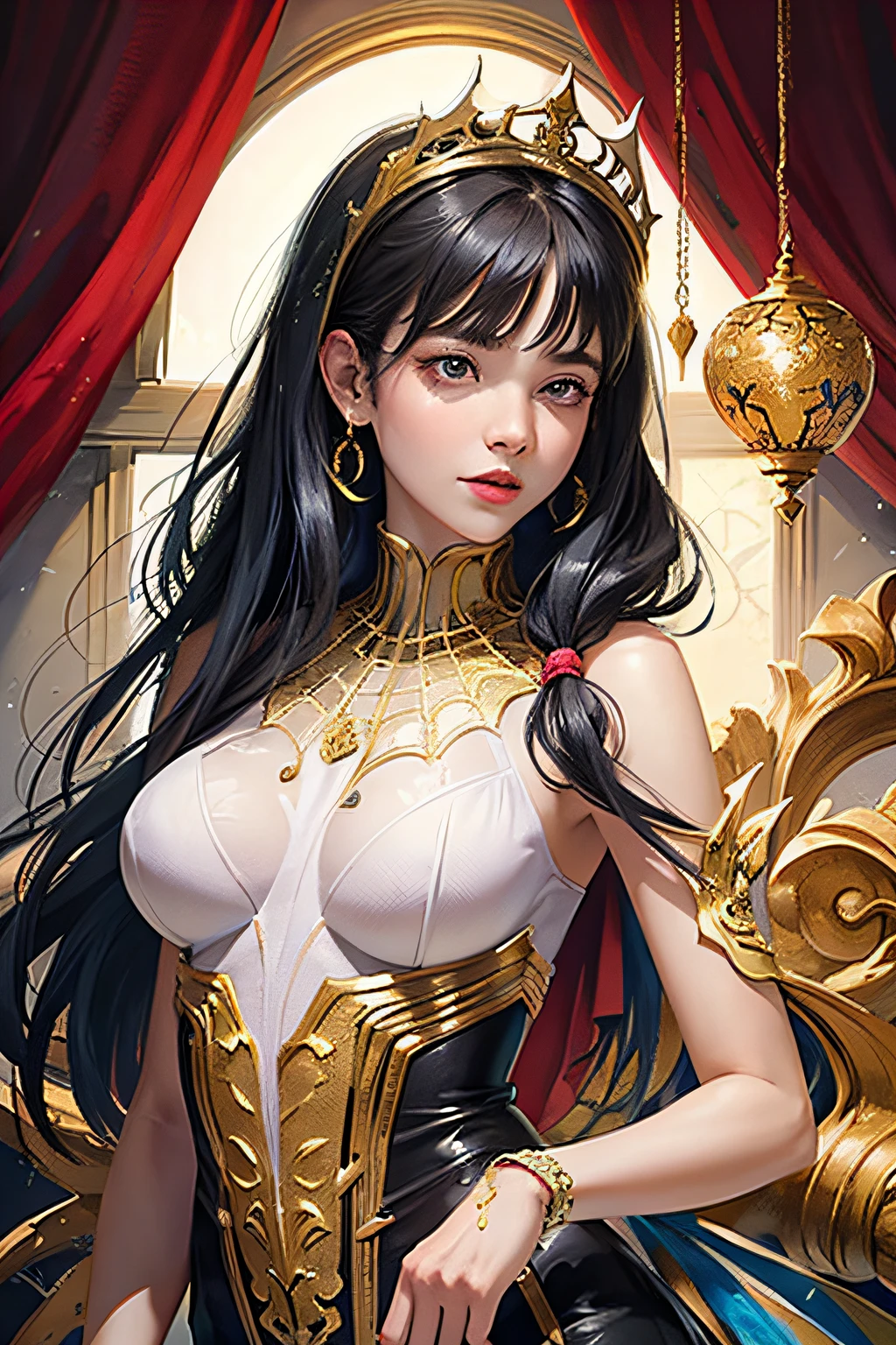 (tmasterpiece,top Quority,best qualtiy,offcial art,Beautiful and aesthetic:1.2),(1girll),Spidey,Female Spider-Man,Red Spider-Man suit,Extremely detailed,Colorful,highestdetailed,offcial art,统一 8k 壁纸,ultra - detailed,Beautiful and aesthetic,big breasts beautiful,tmasterpiece,best qualtiy,(zentangle,datura,Tangles,entangled),holy rays,gold foil,Gold leaf art,glitter drawing,Spidey,PerfectNwsjMajic