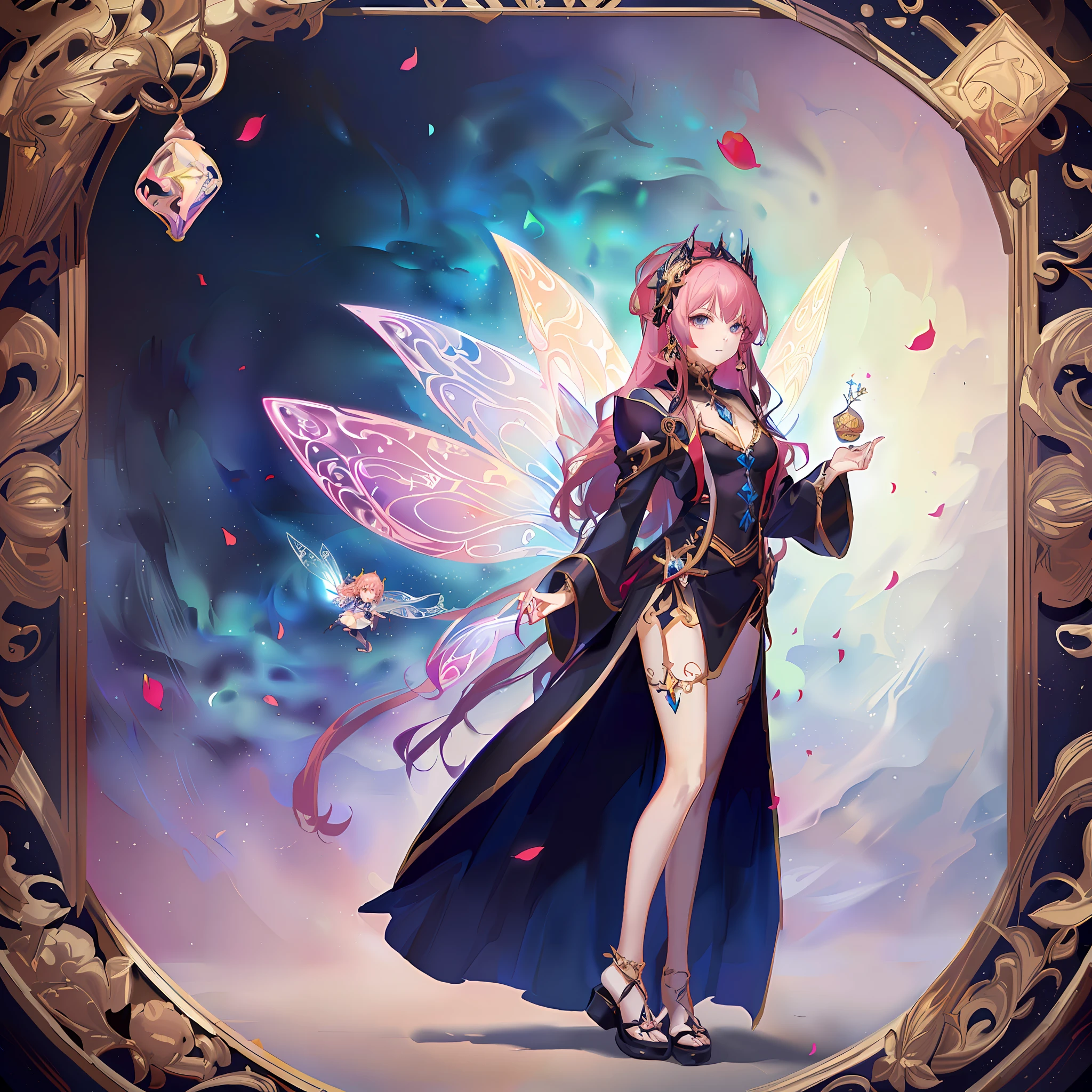 Anime - style pictures of women in fairy costumes, astral fairy, shadowverse style, Anime fantasy illustration, Anime fantasy artwork, high detailed official artwork, Fantasy art style, Kushatt Krenz Key Art Women, fairy queen, 2. 5 D CGI anime fantasy artwork, portrait of fairy, Beautiful celestial mage, portrait of a fairy