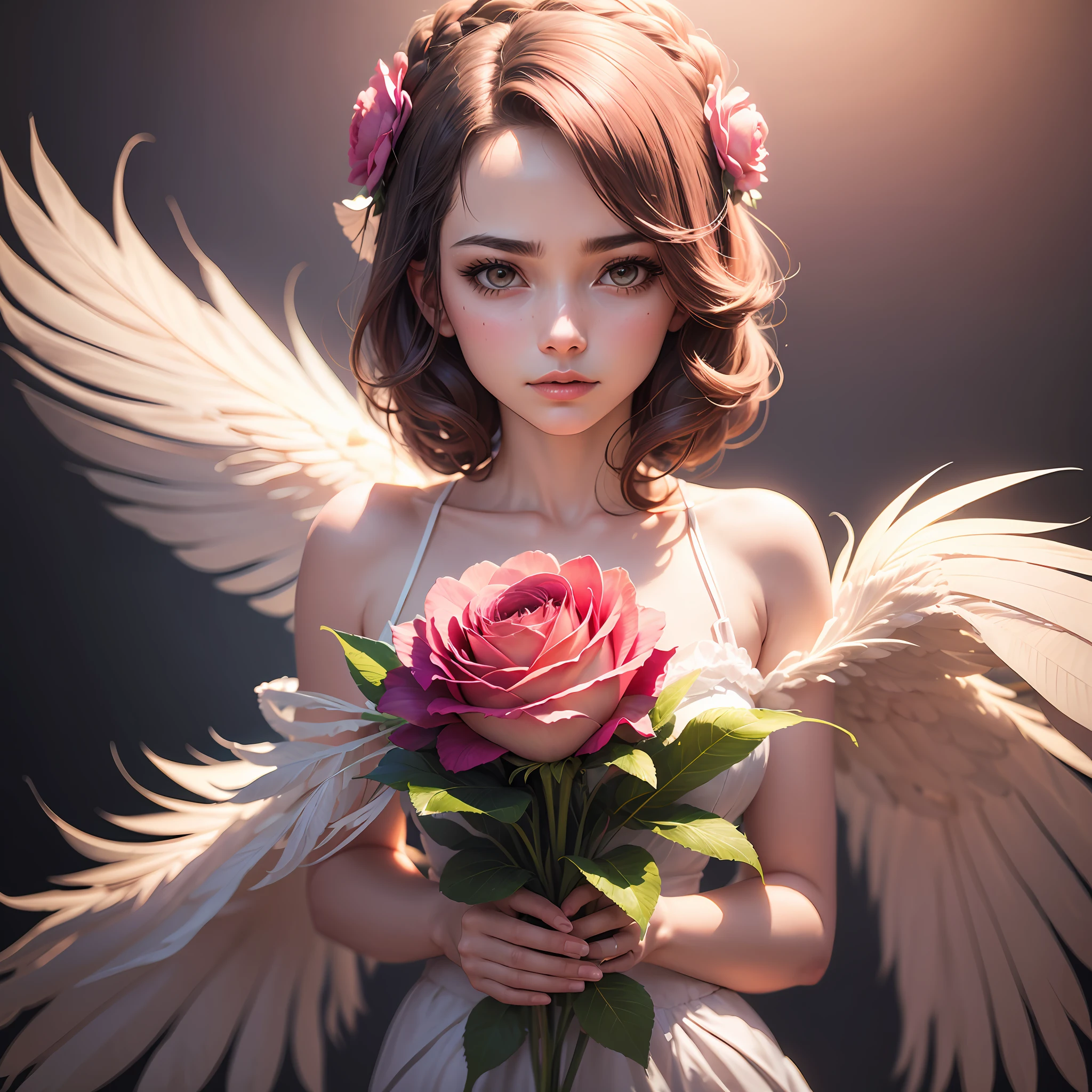 (filtro dos sonhos rosa:1.2),high-quality render, detalhe ultra-detalhado, amazing lighting, sombras realistas, GRADIENT BACKGROUND, cores vivas e alegres, delicate and realistic feather patterns, dinamic angle, close-up, bokeh atraente. --auto