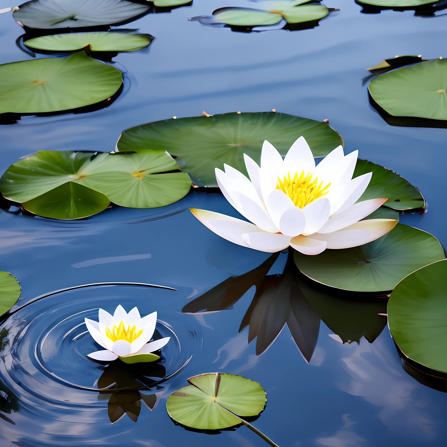 there is a white flower floating in a pond of water, Lotus, lotus flower, sitting on a lotus flower, lotus flowers on the water, water lilies, floating in a powerful zen state, lotuses, lotuses, serene emotion, standing gracefully upon a lotus,Combined with a culture of integrity,blue green, wallpaper - 1 0 2 4, --auto