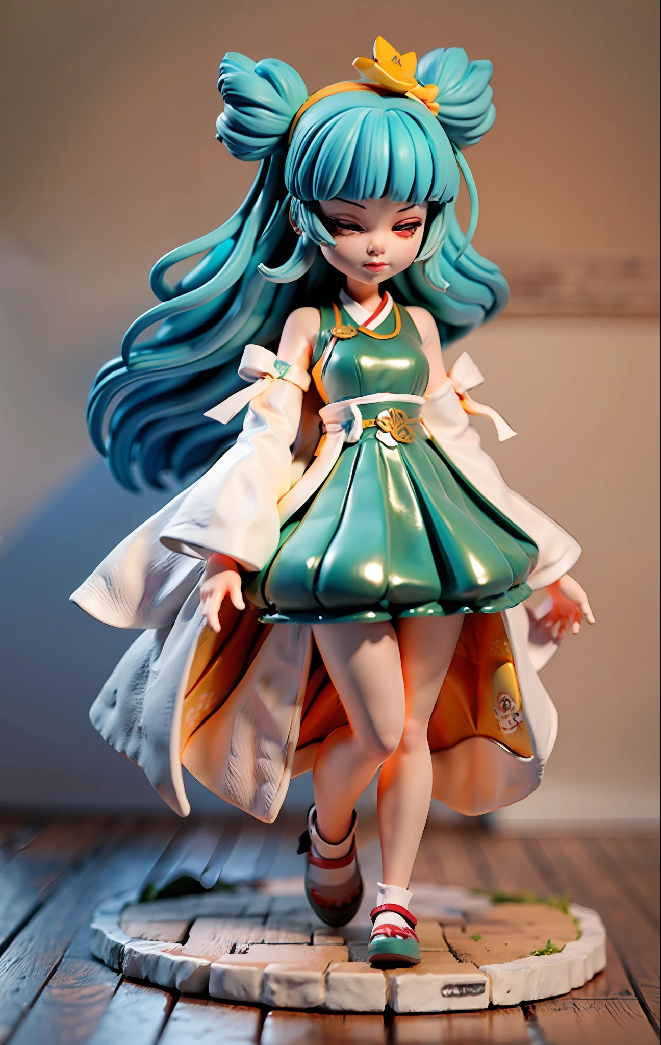 Super cute girl full body 3D,Tang suit，white hanfu，Pop Mart blind box，adolable，8K，hyper HD，high definition detail，tmasterpiece，((best detail)),((high qulity))Pop Mart blind box, Blind box dolls,Hyper-detailing