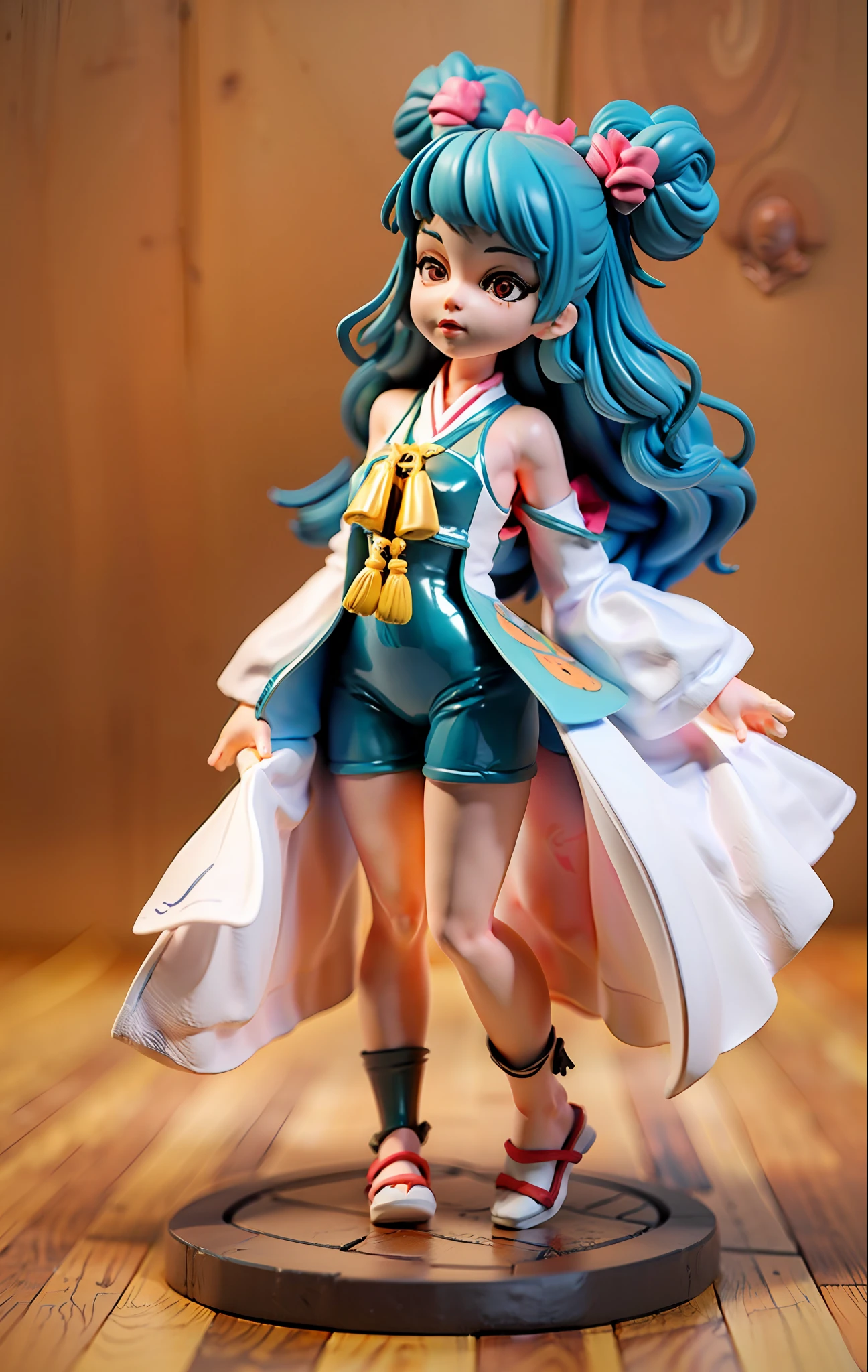 Super cute girl full body 3D,Tang suit，white hanfu，Pop Mart blind box，adolable，8K，hyper HD，high definition detail，tmasterpiece，((best detail)),((high qulity))Pop Mart blind box, Blind box dolls,Hyper-detailing