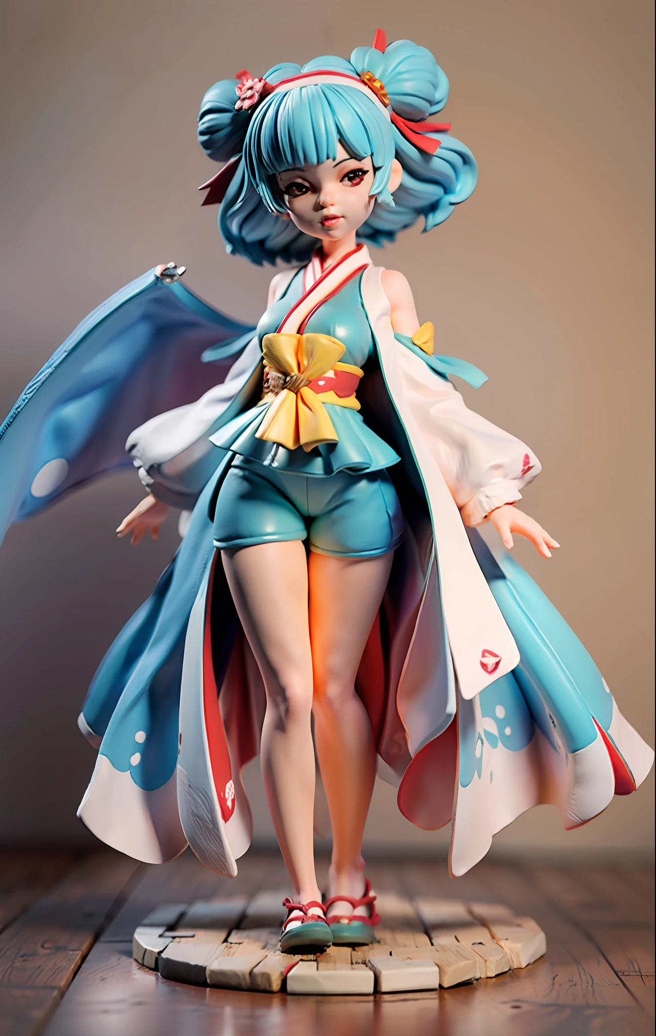 Super cute girl full body 3D,Tang suit，white hanfu，Pop Mart blind box，adolable，8K，hyper HD，high definition detail，tmasterpiece，((best detail)),((high qulity))Pop Mart blind box, Blind box dolls,Hyper-detailing