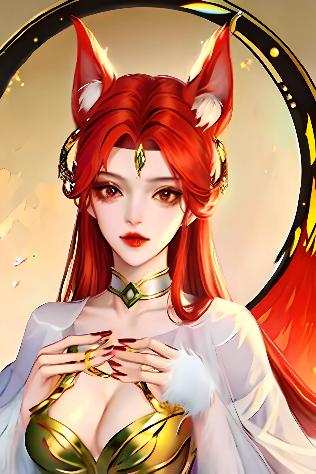 A goddess with ears and a large chest
