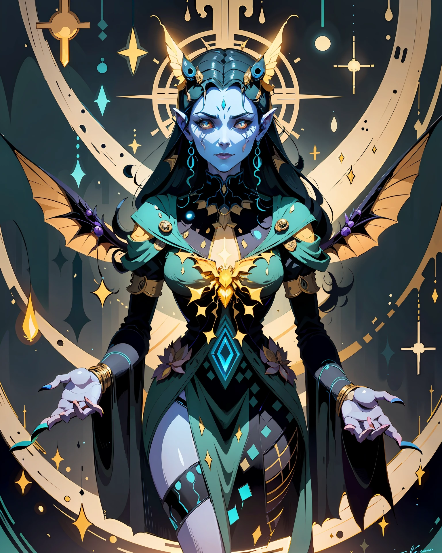 (in dripping art style) Fjyron, The Ancestor Moths that accompany some mystically-attuned mortals are more than mere insects - they are animated by the loving spirits of the dearly departed, and may grant wisdom and awareness to those they visit., dripping gold sparkle magic, Masterpiece, Best Quality