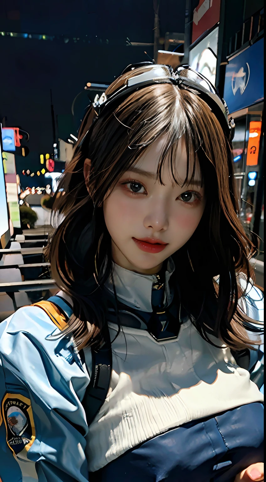 Highest image quality, outstanding details, ultra-high resolution, (realism: 1.4), the best illustration, favor details, highly condensed 1girl, with a delicate and beautiful face, gigantic boobs,sexy dressed in a black and blue mecha, wearing a mecha helmet, holding a directional controller, riding on a mechnized, the background is a high-tech lighting scene of the future city.
