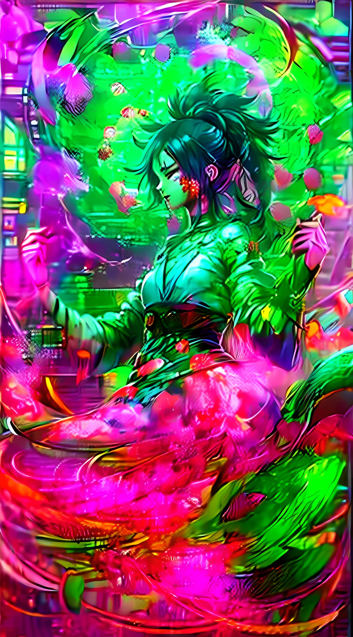 offcial art, Unity 8k壁紙, ultra - detailed, Beautiful and beautiful, tmasterpiece, best qualtiy, (Zen entanglement, datura, Tangles, tangled), (s fractal art:1.3) , 1girl,Hold the card,extremely detaile, dynamic angle, The most beautiful forms of chaos, ellegance, Fauvistdesign, vivd colour, romanticism lain, James Jean, ross tran, Francis Bacon, Michal Mraz, adrian ghenie, petra cortright, Gerhard Richter, Takato Yamamoto, Ashley Wood, atmospurate, ecstasy of musical notes, Flow notes are visible, Red effect , Blood background , (Waterbow splash) , (the bats)