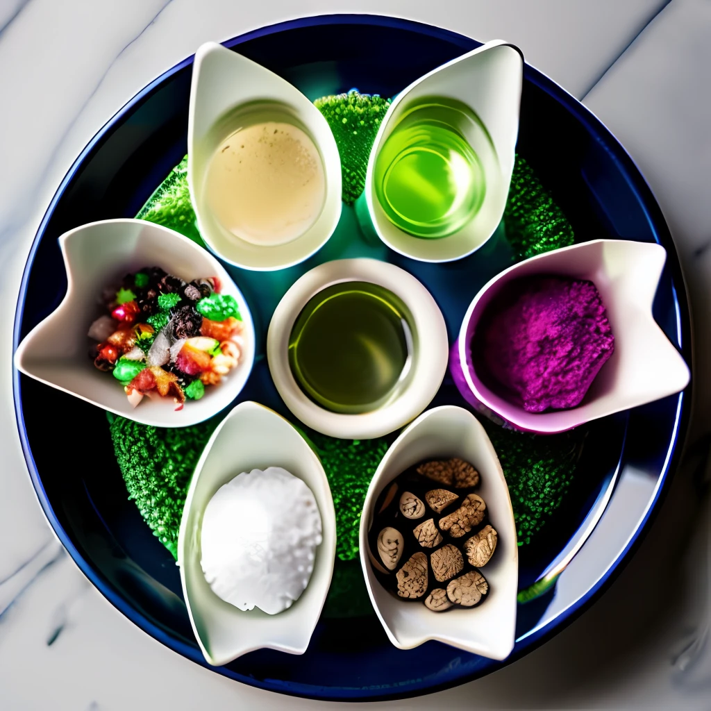 4 high crystal glasess of herbalife nutrition shake on diamond tray with ingredients around