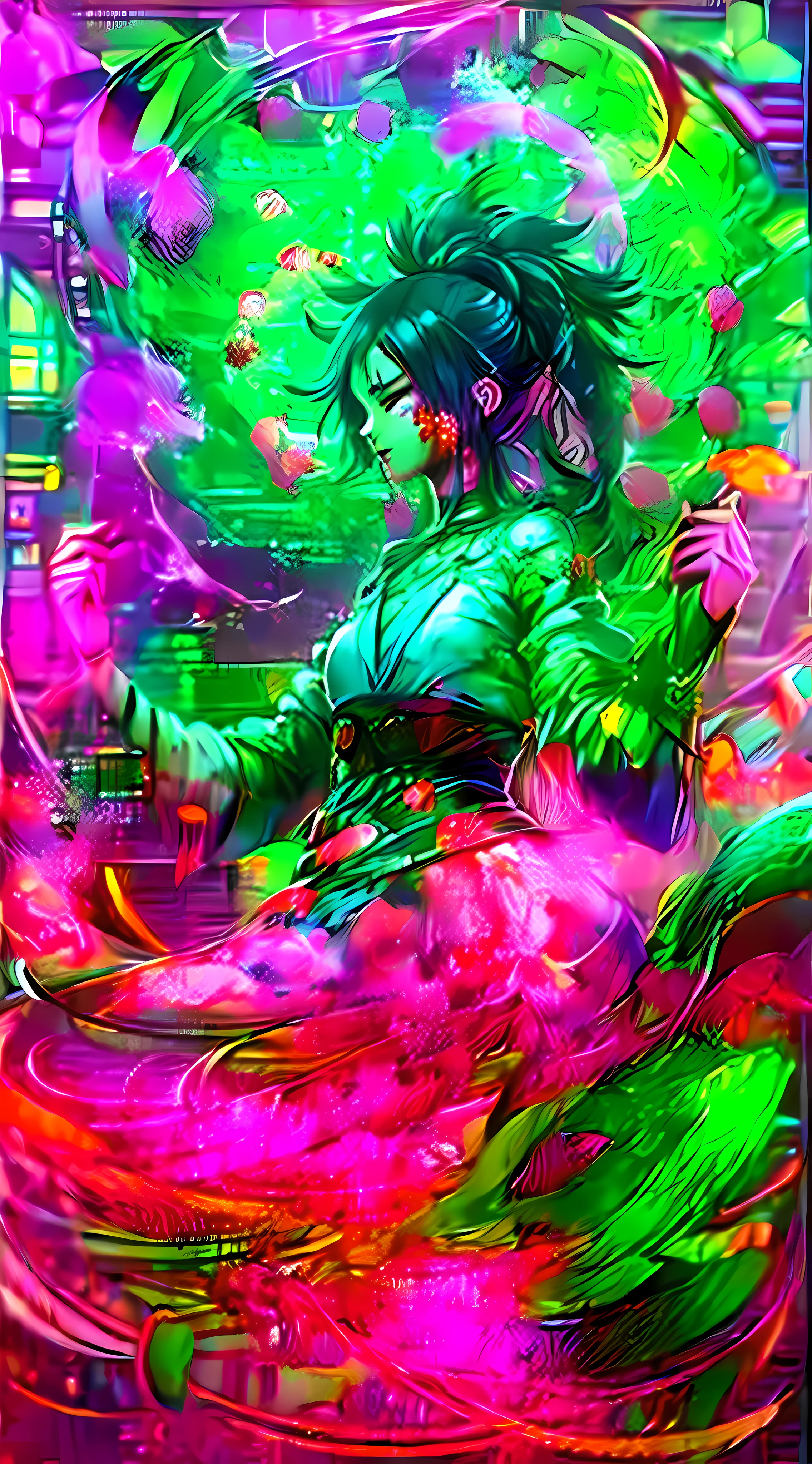 offcial art, Unity 8k壁紙, ultra - detailed, Beautiful and beautiful, tmasterpiece, best qualtiy, (Zen entanglement, datura, Tangles, tangled), (s fractal art:1.3) , 1girl,Hold the card,extremely detaile, dynamic angle, The most beautiful forms of chaos, ellegance, Fauvistdesign, vivd colour, romanticism lain, James Jean, ross tran, Francis Bacon, Michal Mraz, adrian ghenie, petra cortright, Gerhard Richter, Takato Yamamoto, Ashley Wood, atmospurate, ecstasy of musical notes, Flow notes are visible, Red effect , Blood background , (Waterbow splash) , (the bats)