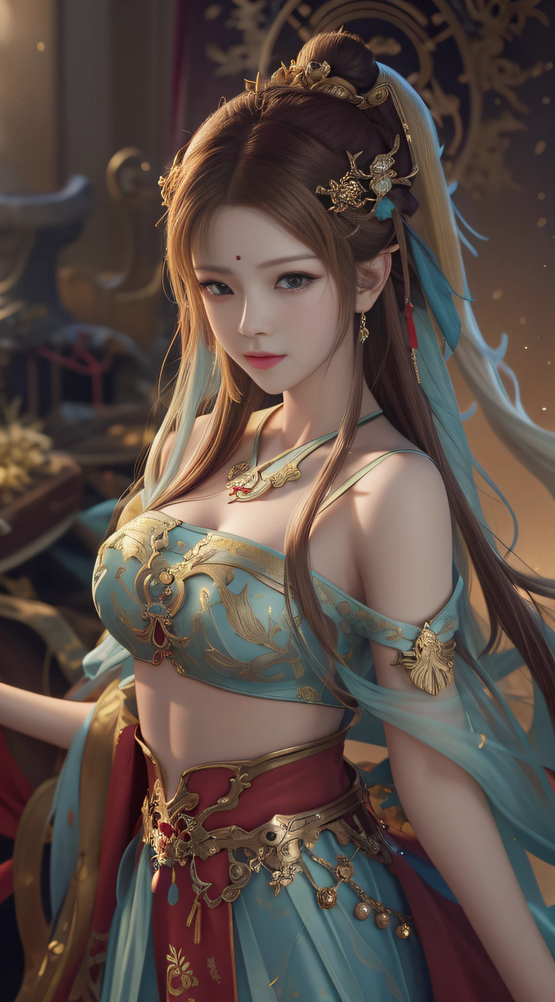 a close up of a young woman in a red dress holding a sword, blonde hair, by Yang J, a beautiful fantasy empress, fantasy art style, chengwei pan on artstation, fanart best artstation, 8k high quality detailed art, ig model | artgerm, artwork in the style of guweiz, beautiful character painting, 2. 5 d cgi anime fantasy artwork