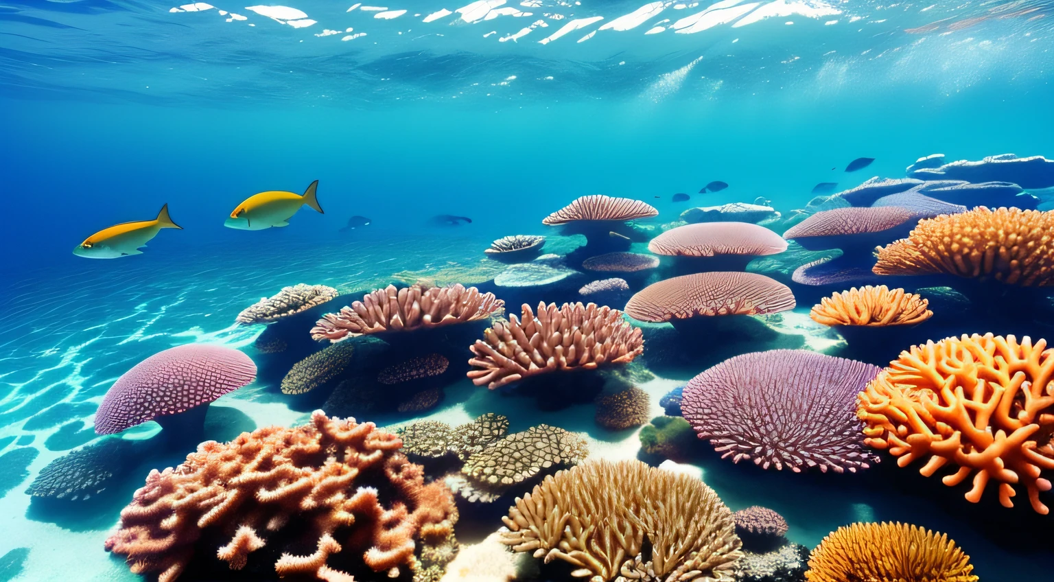 ocean floor、Marine life、Beautiful coral reef、The fish
