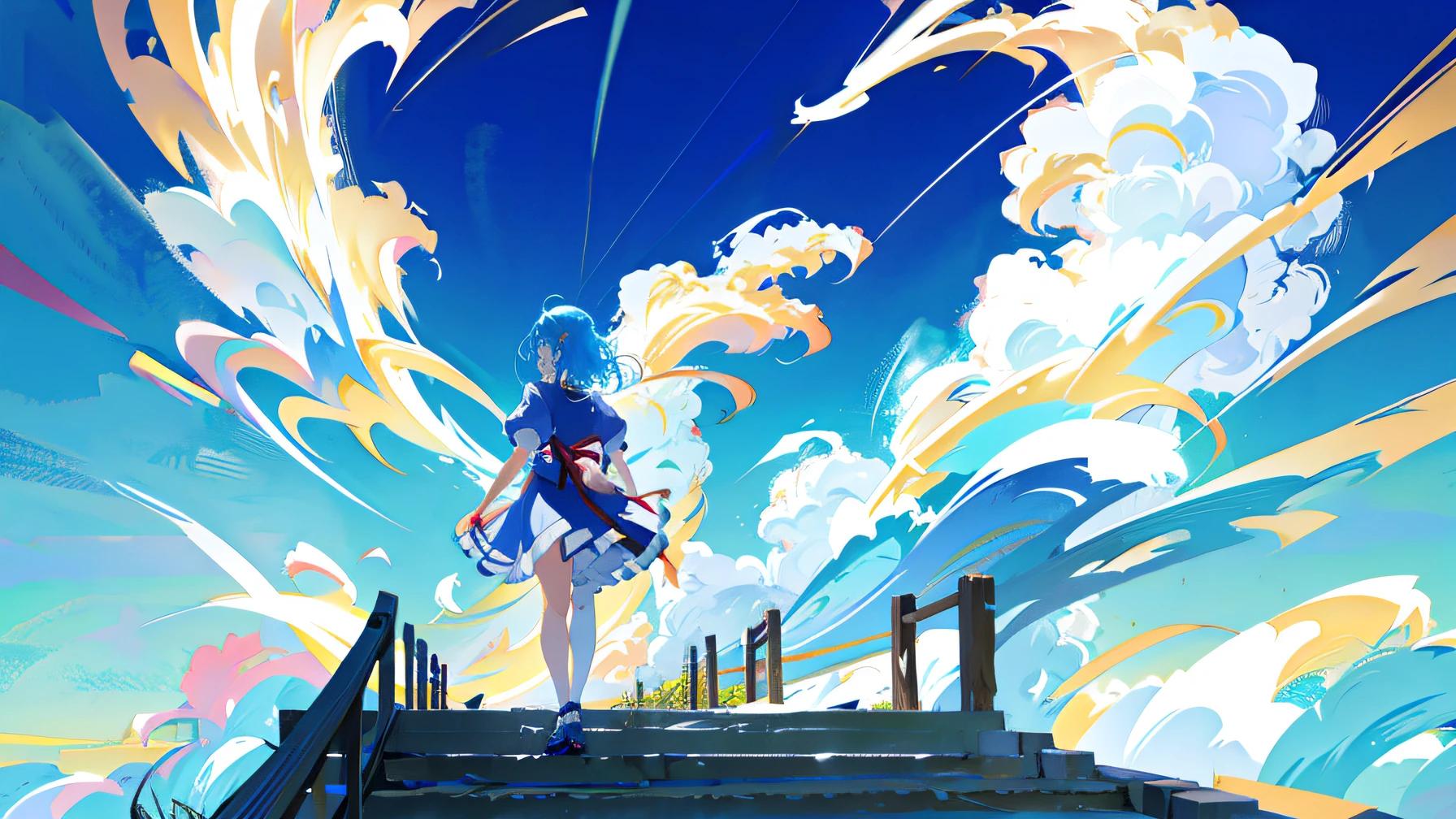 anime girl with blue hair and white dress holding a sword, Detailed digital anime art, Anime art wallpaper 8 K, Anime art wallpaper 4k, Anime art wallpaper 4 K, style of anime4 K, Best anime 4k konachan wallpaper, trending on artstation pixiv, clean and meticulous anime art, Anime wallpaper 4 k, Anime wallpaper 4K, zerochan art