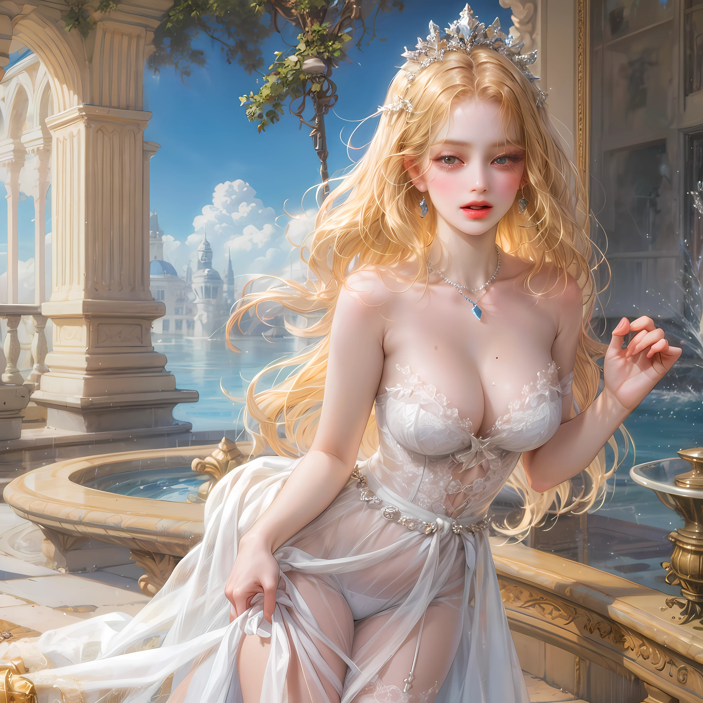 Student Clothing,whiteskin,Yellow-haired,Lori huge breasts cleavage,tmasterpiece,8k,Moles under eyes --auto