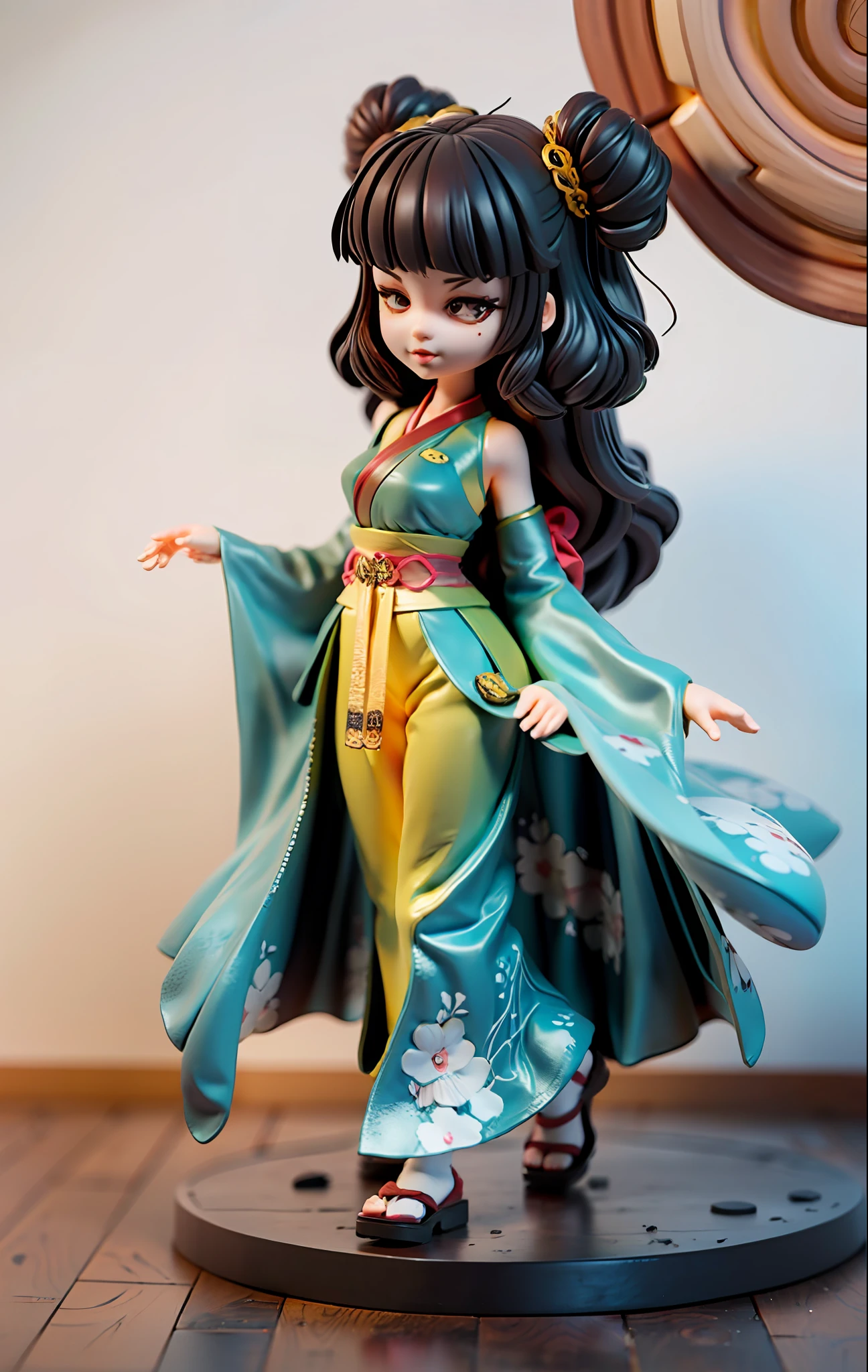 Super cute girl full body 3D, Tang costume Hanfu, Pop Mart blind box, adolable, Blind box dolls, mole under eye, UHD, masterpiece, super detail, textured skin, high details, high quality, highres, 8k