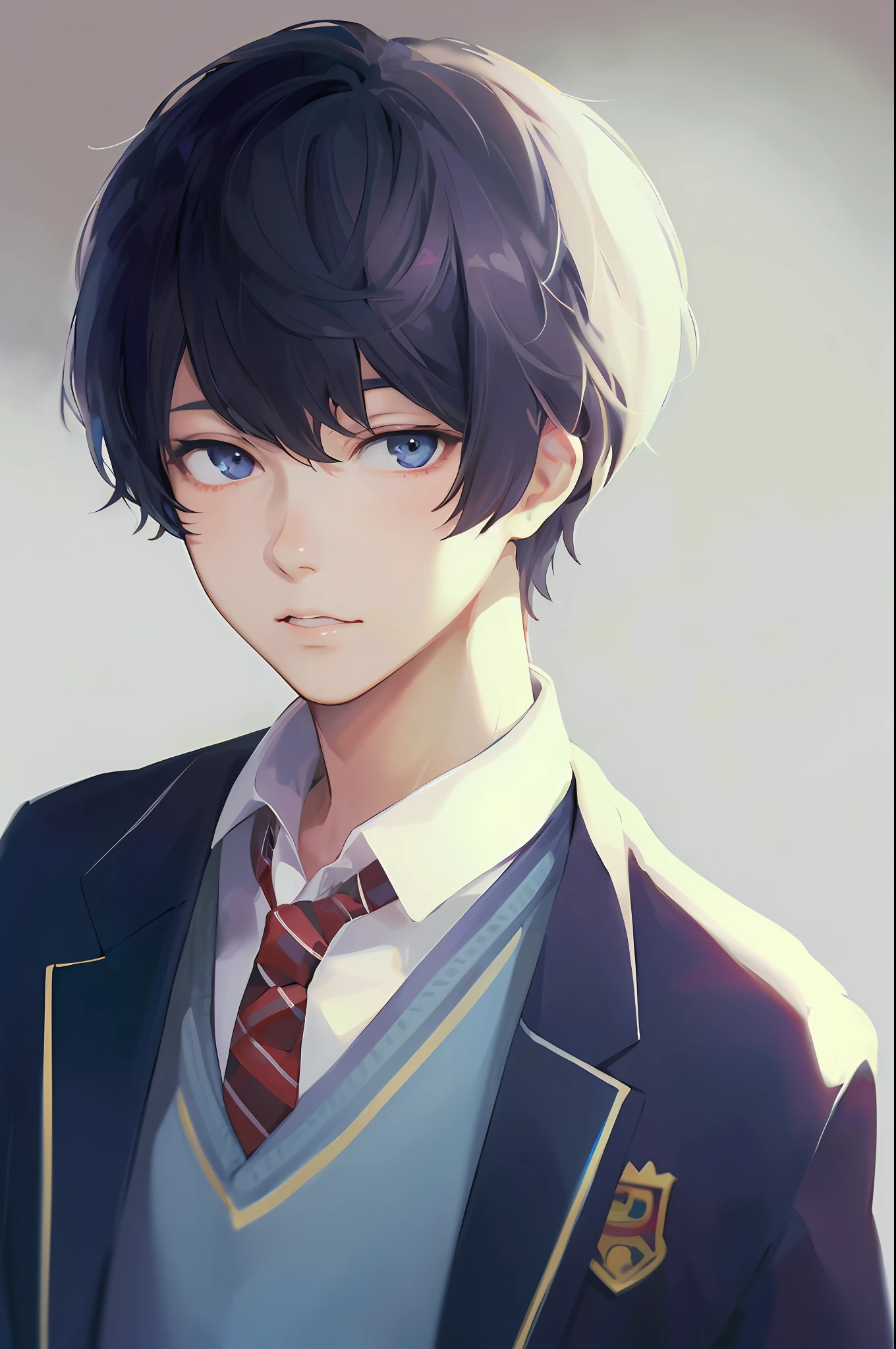 Anime boy in tie and jacket, Smooth Anime CG Art, tall anime man with blue eyes, Anime Boy, Detailed Digital Anime Art, semi realistic anime, realistic anime art style, made with anime painter studio, Beautiful Anime Portrait, anime style portrait, digital anime art, digital art in anime style, Anime Realism Style, anime handsome guy
