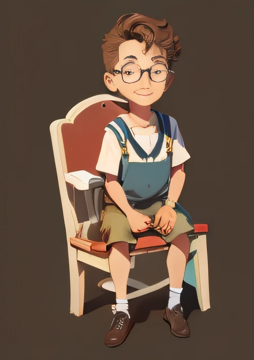 um personagem de desenho animado sentado em uma cadeira de madeira --auto