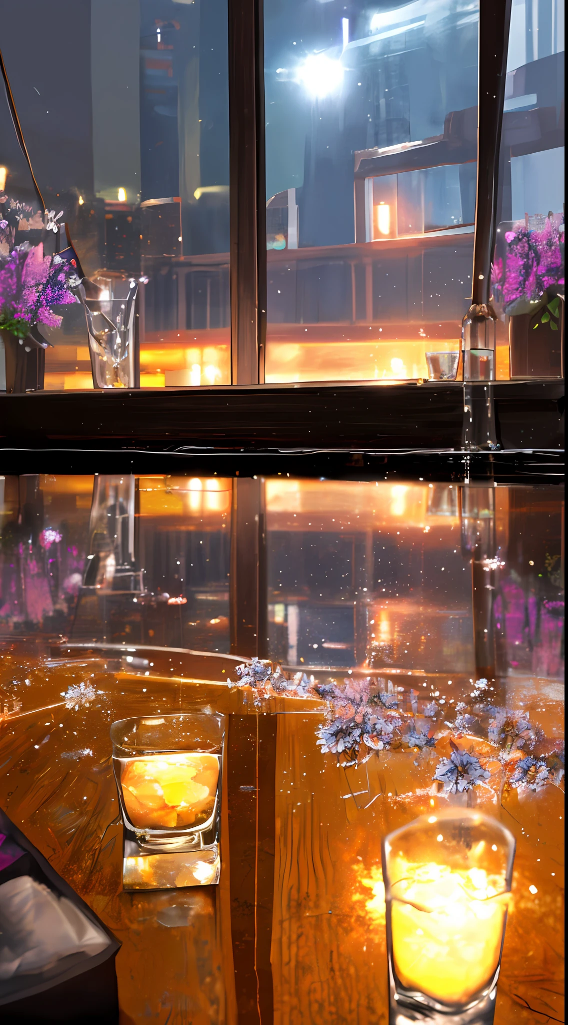 A glass with drops of water filled with carbonated drinks, translucent liquid, ice cubes, bubbles, a floral crown of daisies and lavender on picnic tablecloths, midday outdoor lighting, open air, natural background, summer day, hot weather, high detail, very humid humidity, high brightness, wet watermarks, excessive detail, surrealism, soft light, studio lighting, diffuse soft light, shallow depth of field, sharp focus, bokeke effect, light tracking, subsurface scattering, complex soft light, diffuse soft light, highly detailed glass reflection, ultra-thin (ultra-thin), ultra-thin) (thin, ultra-detailed), cinematic, surrealism, hardware, best quality, ultra-high resolution (photorealistic: 1.4), high resolution, detail, raw photography, clear reproduction, 4 kodak portra 400 stock camera, f1.6 lens, realistic texture, spectacular lighting, not a real engine, popular on artstation, cinemas up to 800,