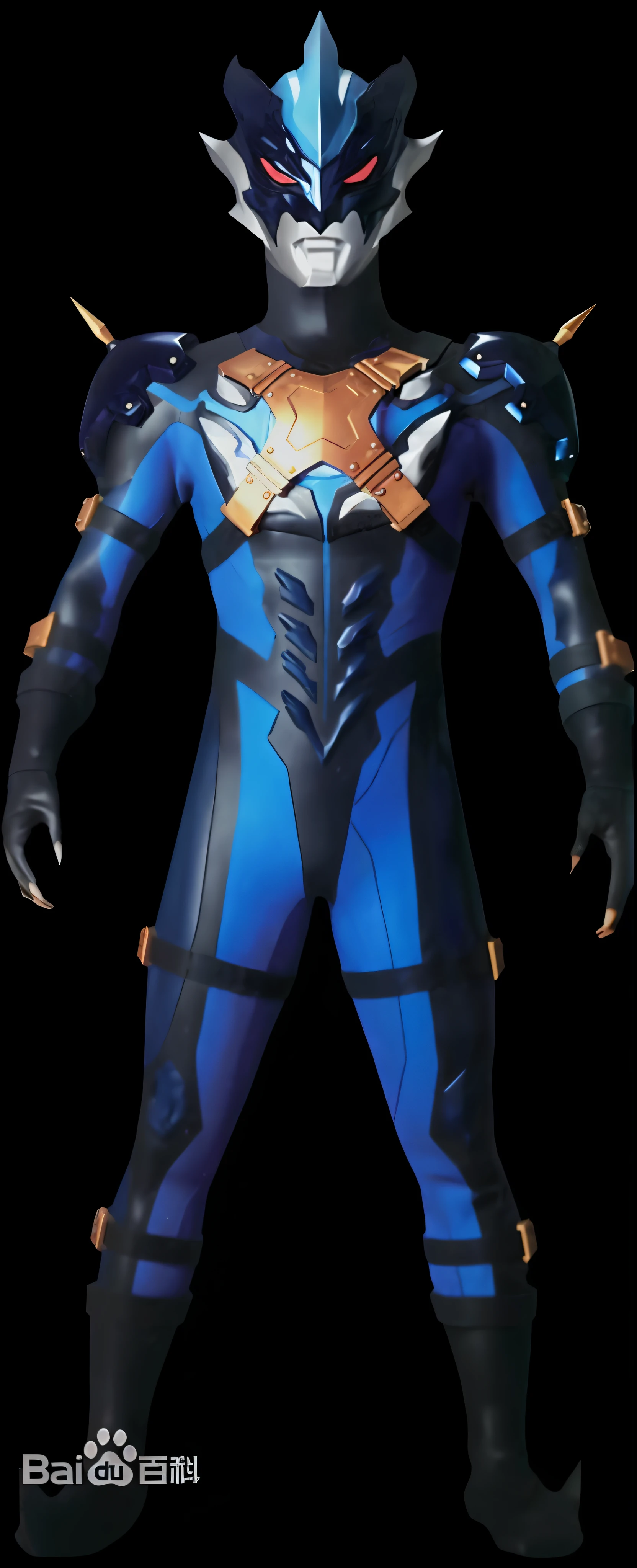 A close-up of a man in a blue and black suit, Blue leather armor, Man in dark blue full body suit, samurai flight suit, Blue armor, stealth suit, full body X-force costume, full body zenkai! asuka suit, Dark blue leather armor, Costume with blue accents, varia suit, epic ninja suit, science fiction suit,s Ultraman