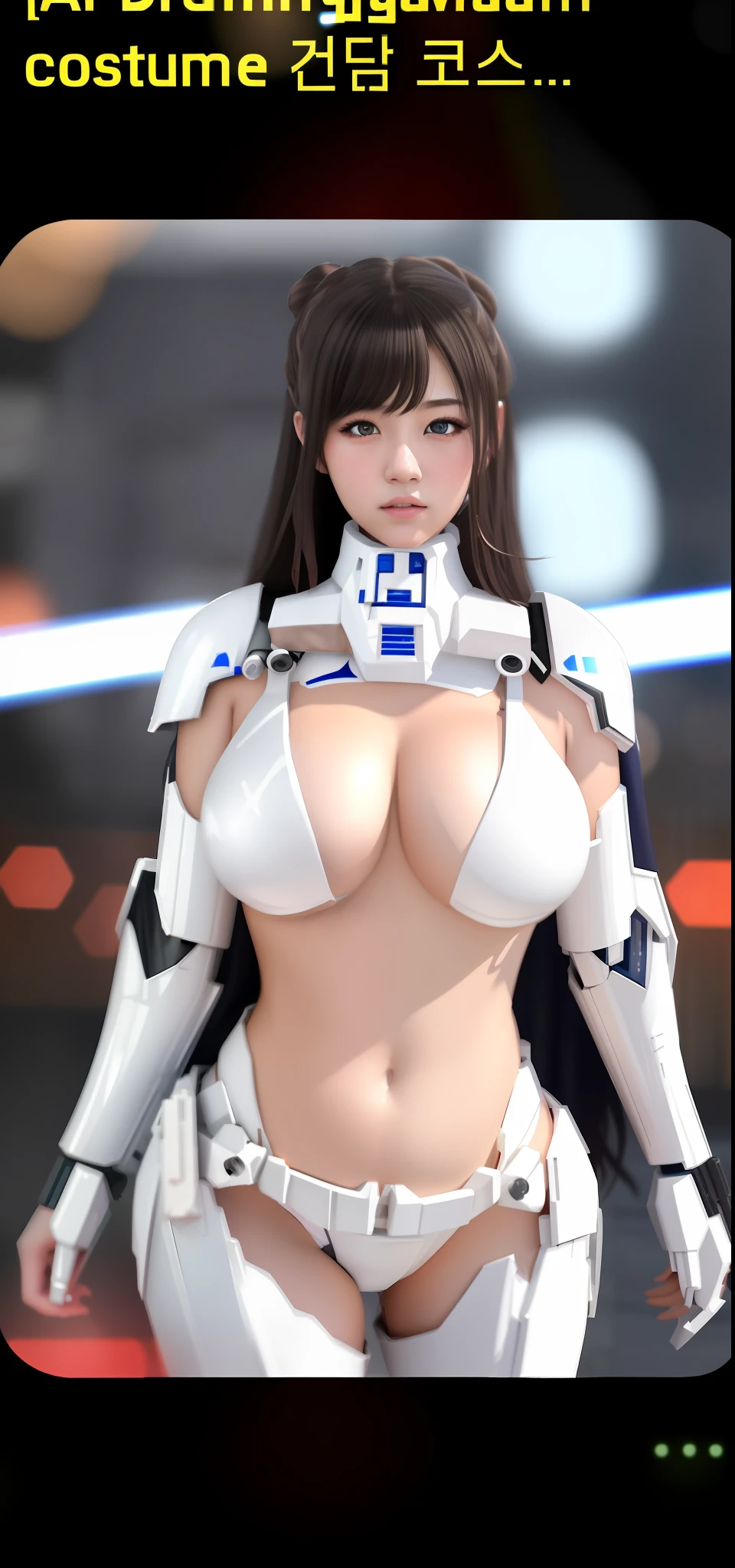 １girl、japanes１５Year old girl、A dark-haired、White armor、Colossal tits、cleavage of the breast、Female sexy、White Stormtrooper、Star Wars ship setting、ighly detailed、in 8K