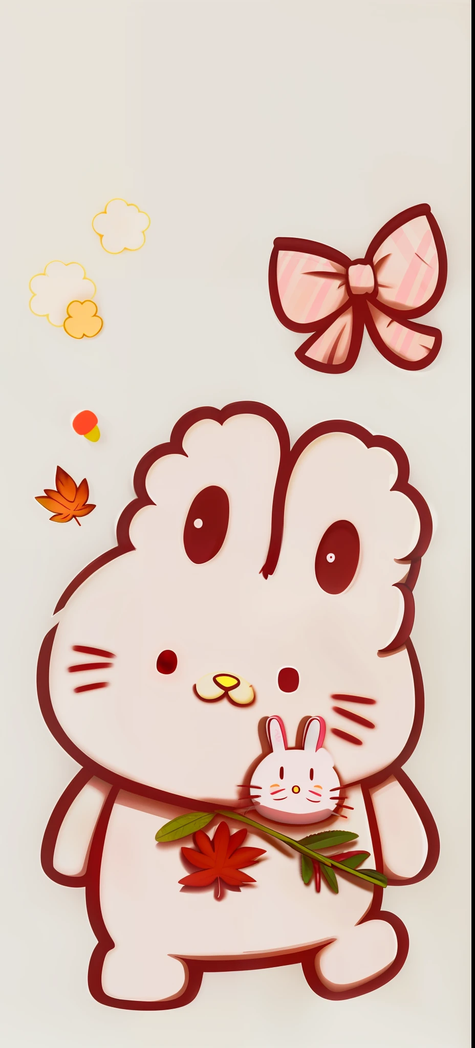 A cartoon of a Hello Kitty with a carrot in his mouth, rabbit face only, bunny head, cute anthropomorphic bunny, Bun ), kawaii cutest sticker ever, Rabbit_Bunny, komono, clear cute face, bowknot, 🍁 Cute, lovely art style, fluffy face, Rabbit, cute anime face, Cute nose