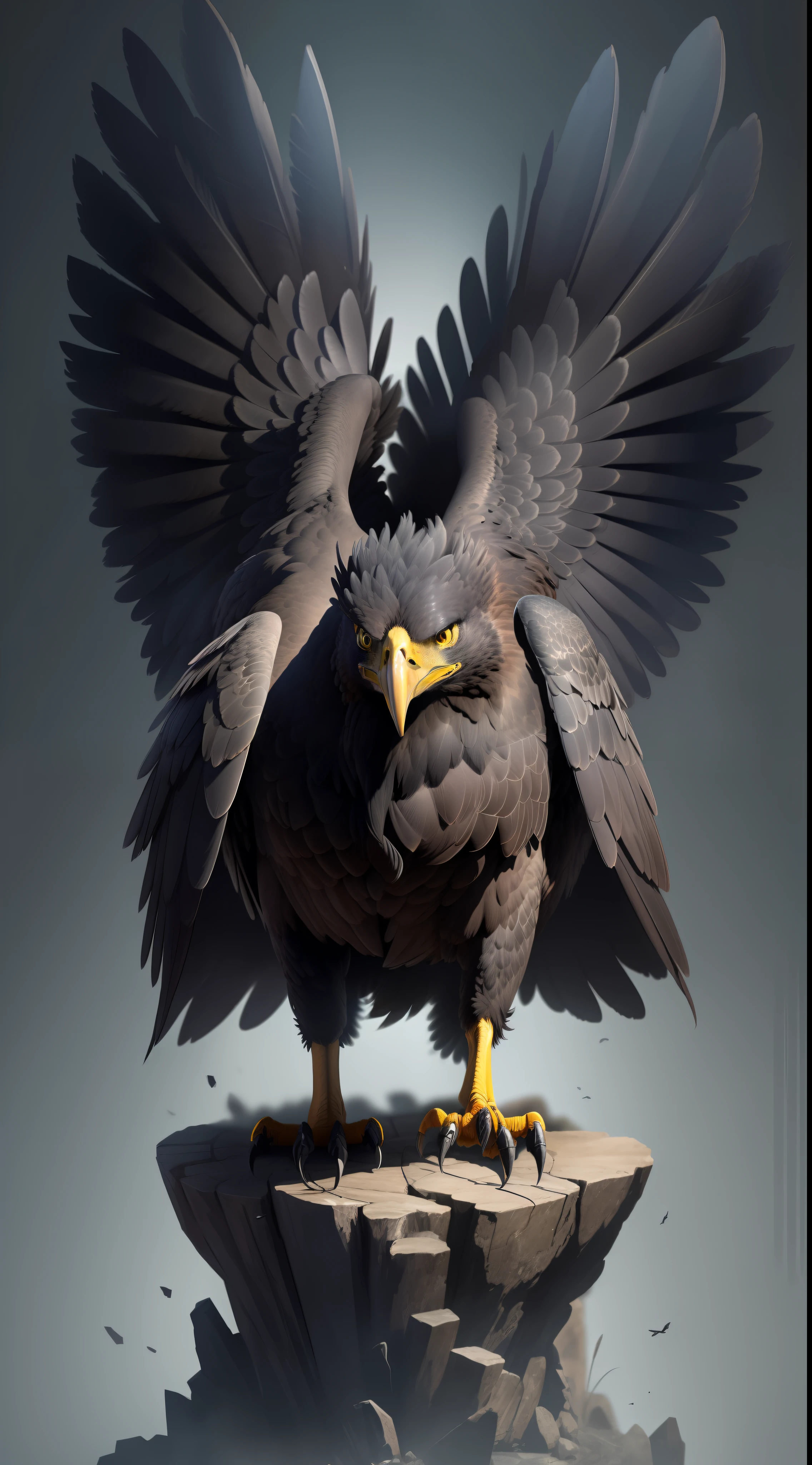 Black eagle,dark night,high resolution, high quality, two legs only