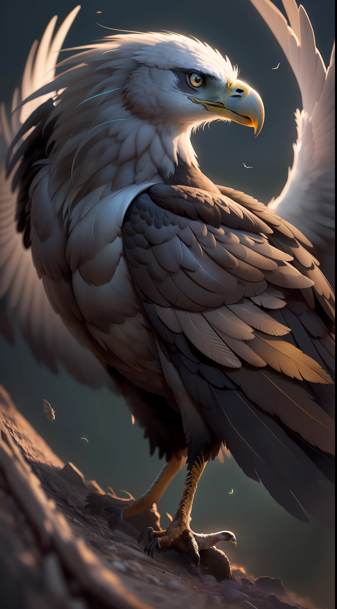Black eagle,dark night,high resolution, high quality, eagle have two legs and two wings only