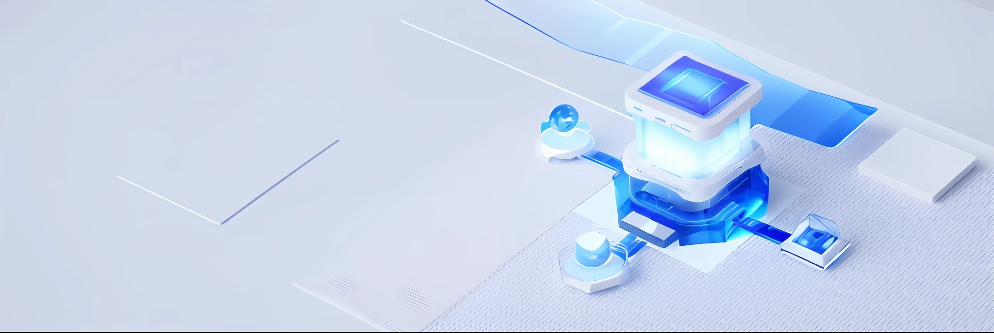 Floating chip,Tech Globe,Cloud data,folders,Blue transparent matte acrylic material,Future tech wind,Suspension base,Pale color background,Render lights