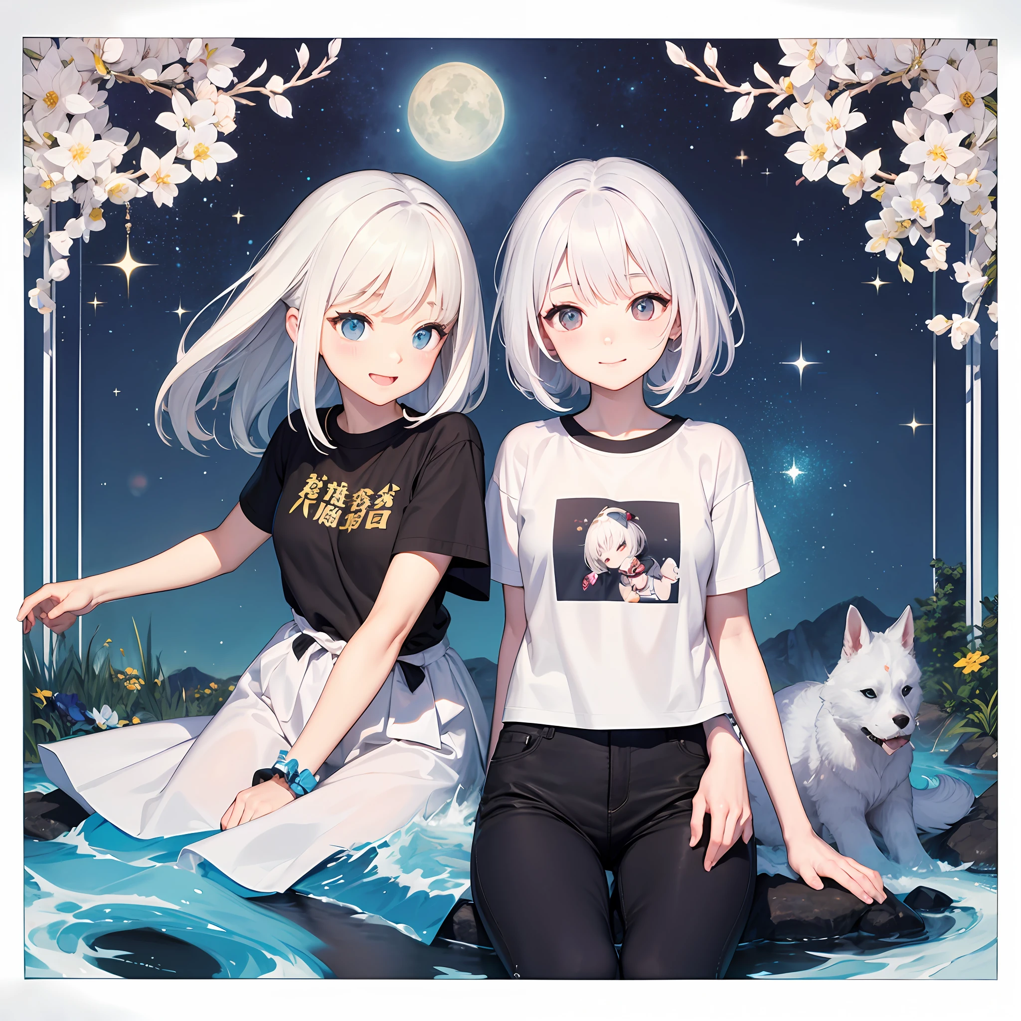 film effect,Fancy effects,complexdetails,Kizi,独奏,Petite,ssmile,White hair,tee shirt --auto
