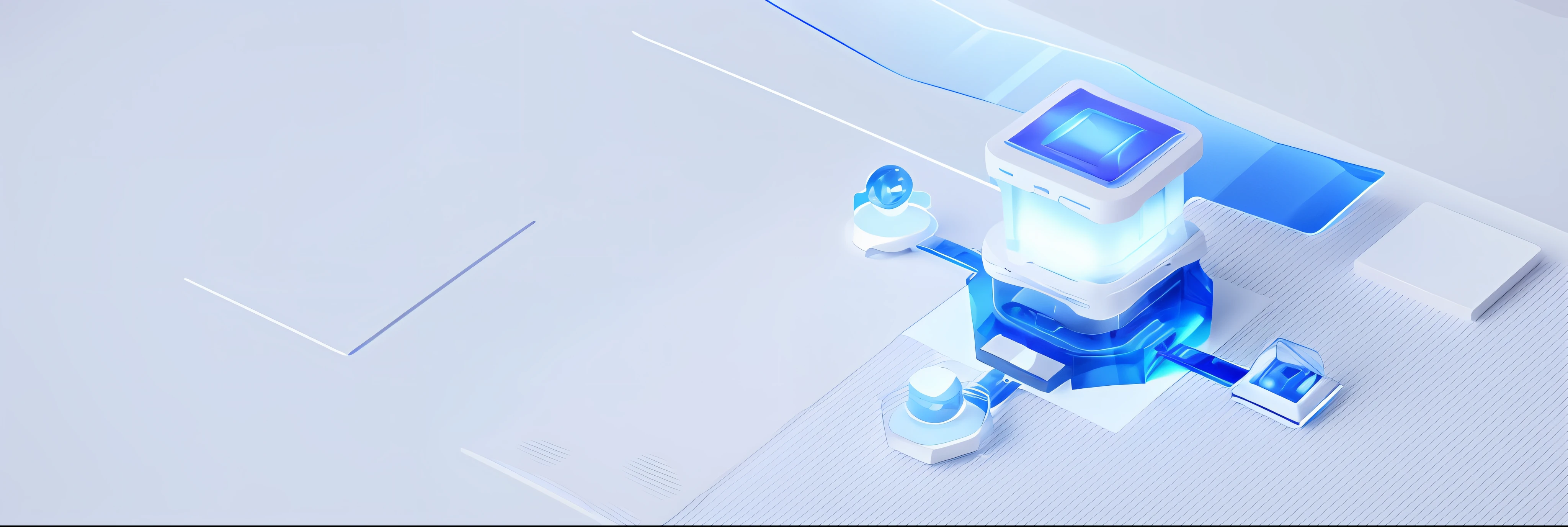 Floating chip,Tech Globe,Cloud data,folders,Blue transparent matte acrylic material,Future tech wind,Suspension base,Pale color background,Render lights