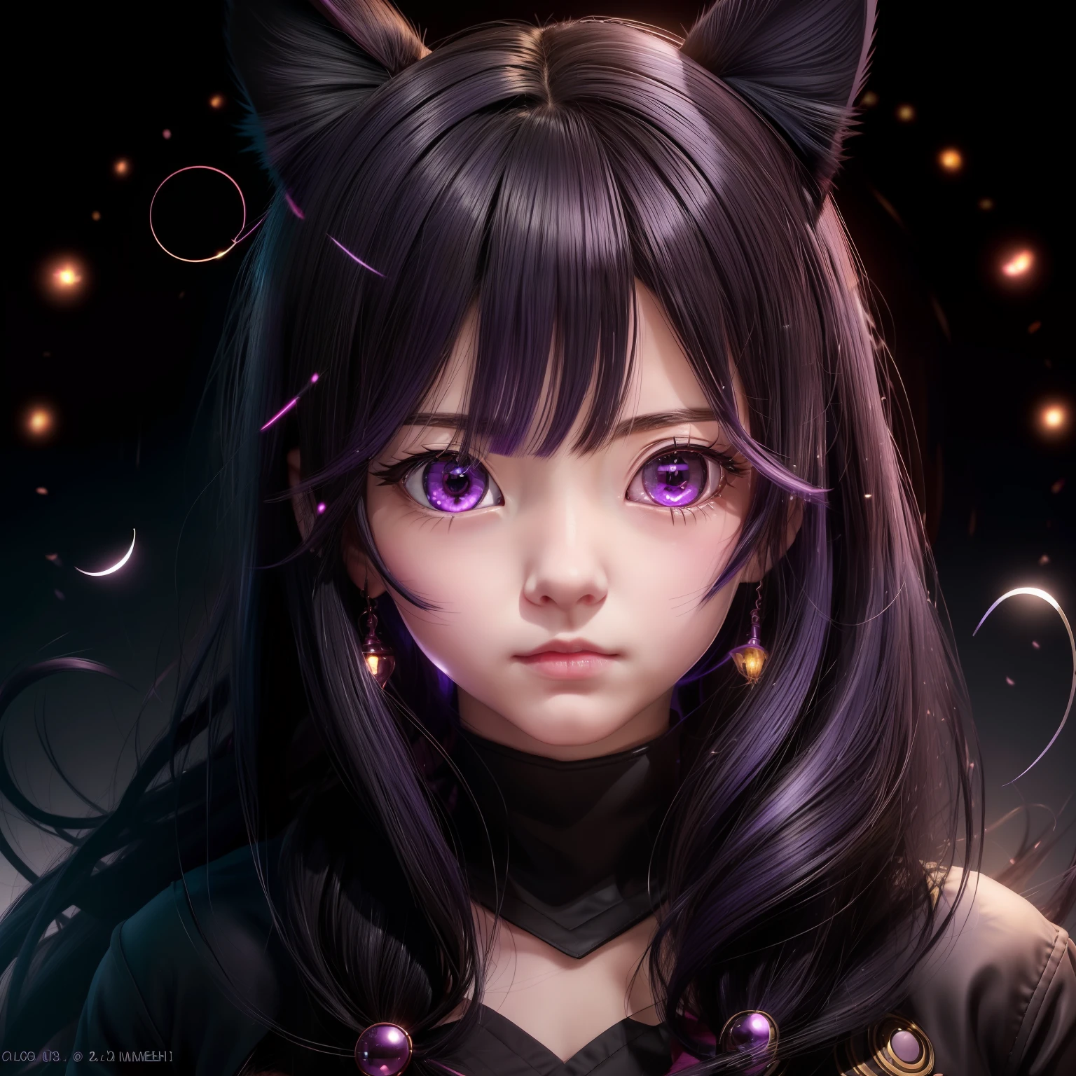 (( wind+style of anime),(animemanga girl+Cat ears:1.2+Purple eye+lamplight:1.2)),8K high-definition,The facial portrait is stunning,A very delicate depiction is achieved in the field of digital animation art,The anime art style in the project is very obvious,Digital animation illustration achieves excellent realism in the picture。 --auto