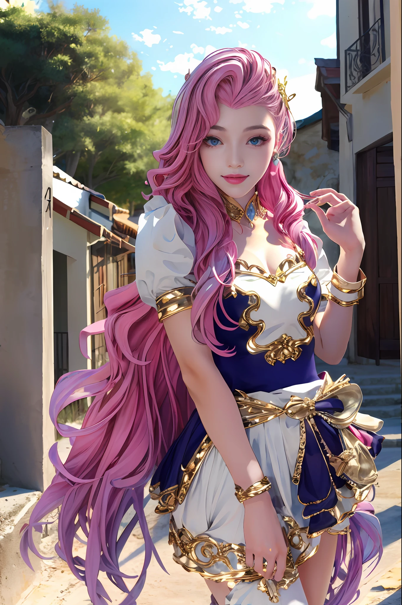 (masterpiece, best quality), intricate details,
1girl, xyzseraphine, pink hair,
greek clothes, peplos,