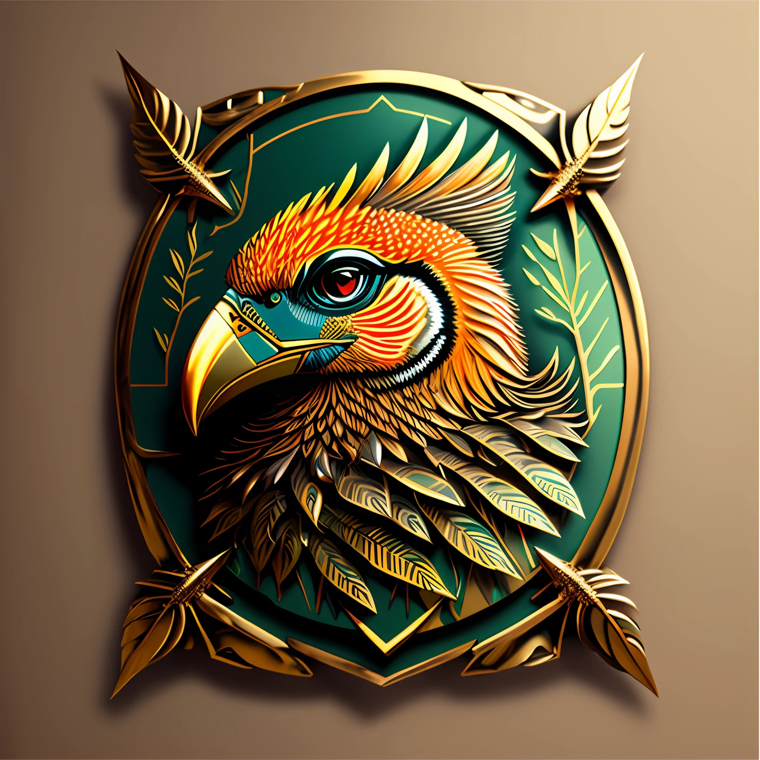 cockatrice,Badges,planar,Metallic Color,tree branch,1:1,Realistic painting style,metalictexture,industrial style,(beaks),Vector graphics,