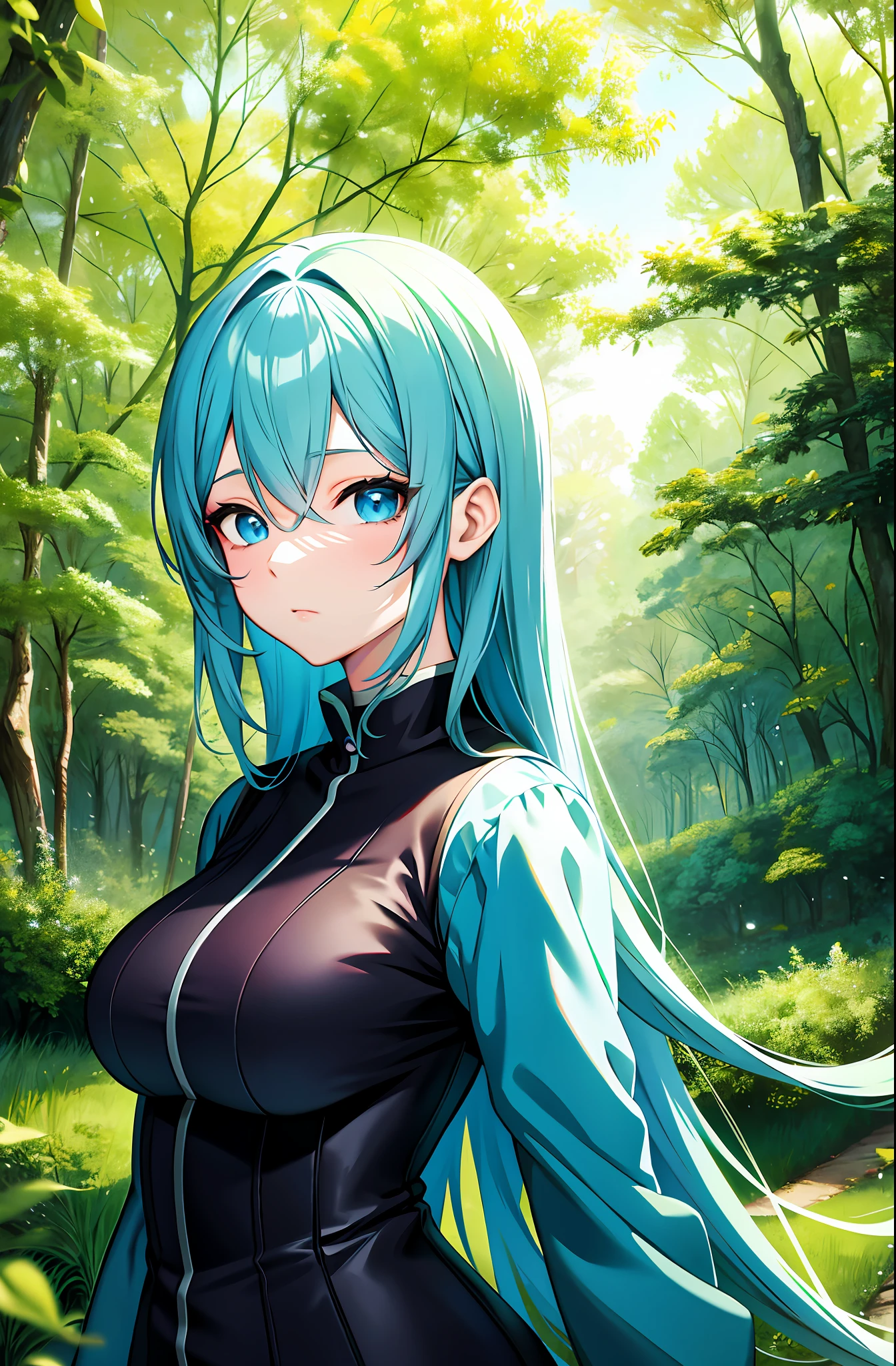 Anime girl with blue eyes in the forest looking at camera, Beautiful Anime Portrait, digital anime illustration, artwork in the style of guweiz, detailed portrait of an anime girl, Detailed Digital Anime Art, Stunning anime face portrait, anime style portrait, Portrait Anime Girl, portrait of anime girl, anime portrait, guweiz on artstation pixiv
