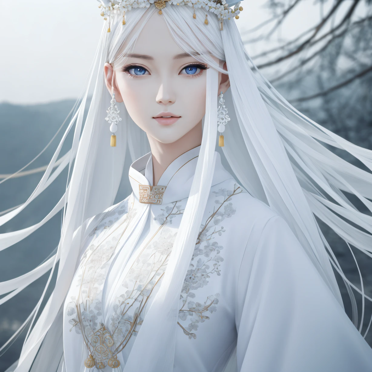 white colors,White-skinned beauty,Elegant figure,Delicate facial features,Chinese elements,Real Human --auto