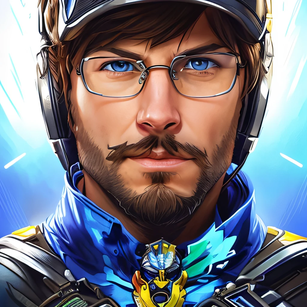 a close-up of a person wearing a helmet and glasses;, Epic portrait illustration, epic game portrait, Artgerm JSC, imagem do avatar, epic character portrait, Retrato de Adam Jensen, Unreal 5. retrato de rpg, epic portraiture, epic digital art illustration, epic RPG portrait, Artgerm e Grek Rutkowski, portrait of apex legends, Avatar de videogame