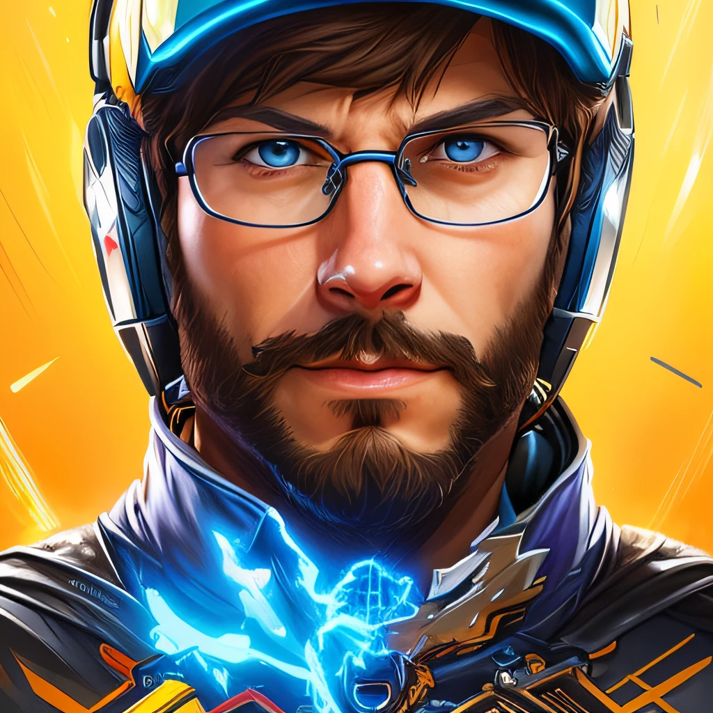 a close-up of a person wearing a helmet and glasses;, Epic portrait illustration, epic game portrait, Artgerm JSC, imagem do avatar, epic character portrait, Retrato de Adam Jensen, irreal 5. retrato de rpg, epic portraiture, epic digital art illustration, epic RPG portrait, Artgerm e Grek Rutkowski, portrait of apex legends, Avatar de videogame