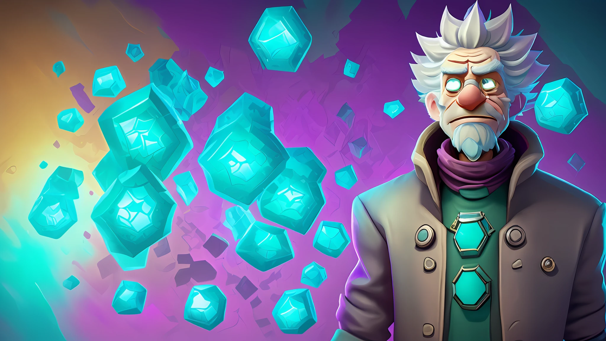Rick Sanchez , Lendas de Runeterra, Estilo Duelyst, artefato - livre, Runas perdidas, epic legends game icon, 8 K HD WallpaperArtefato jpeg, 8k hd wallpaperjpeg artefato, Hextech, holographic runes, Locklegion, magic rune, Runic