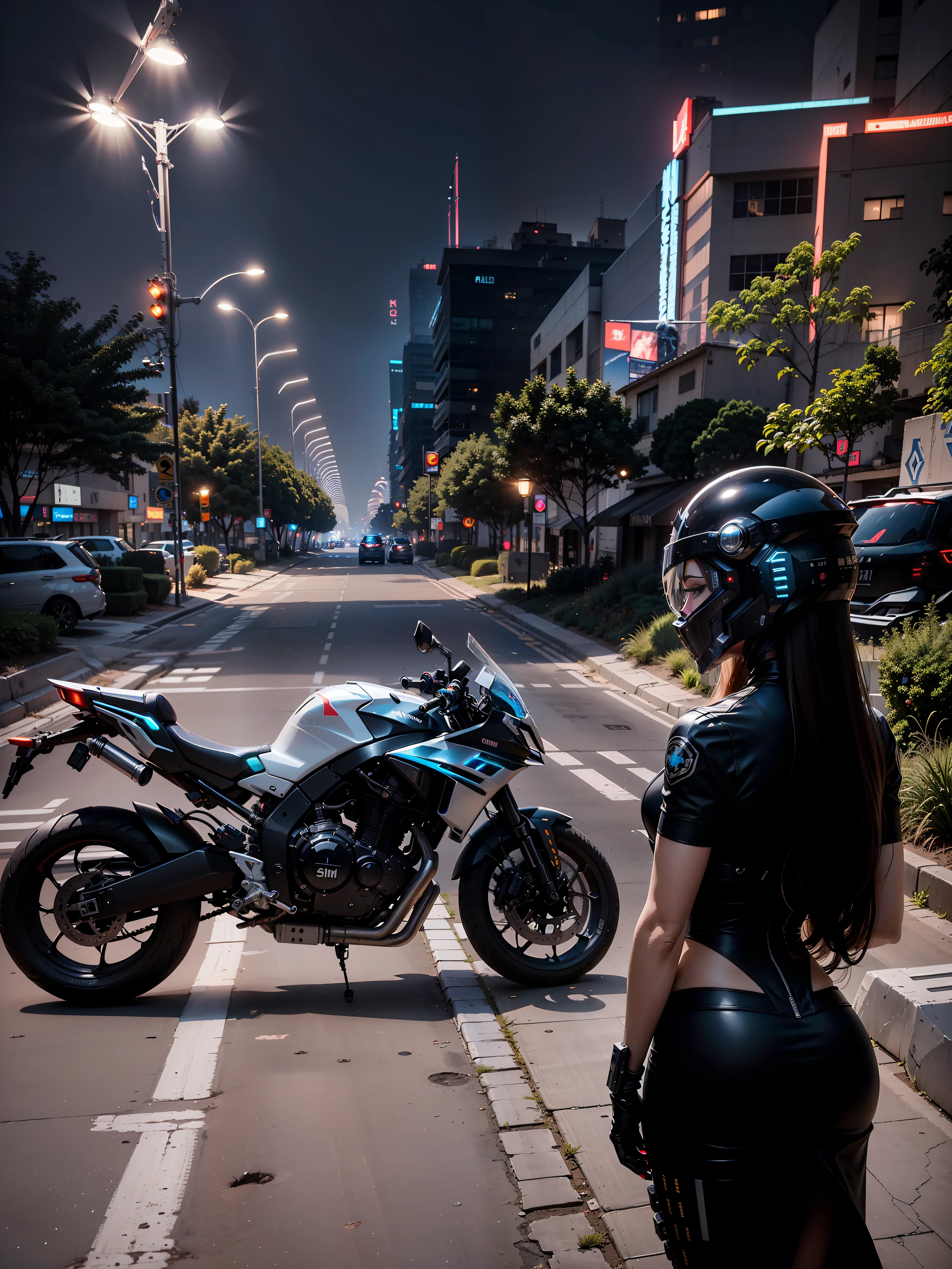 Sexy Cyber Warrior,Long flowing blonde hair,White cyberpunk high-tech mech costume,White cyberpunk faceless helmet,Biomechanicals, MSHN Robot Woman,High-tech helmet,hyper realisitc, Steel, Complex design, insanely details, finely detailled, Extremely clear lines, cinmatic lighting, photograph realistic, A detailed masterpiece