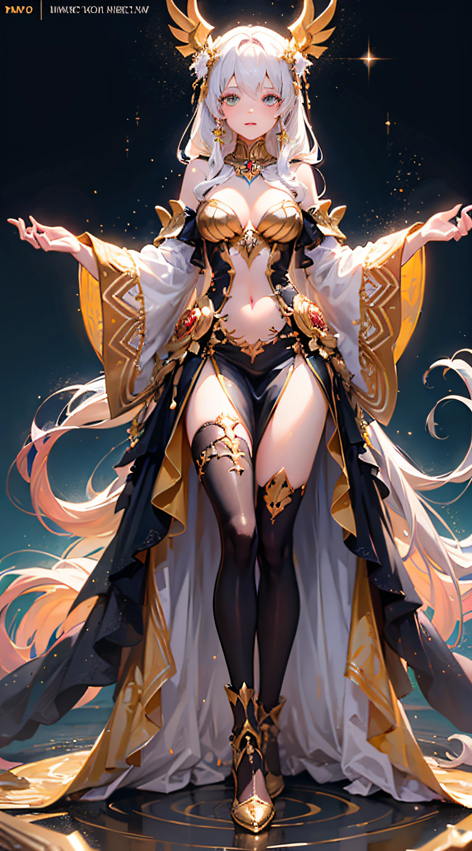 (best quality, masterpiece), 1 girl, yellow diamonds mineral, beautiful full body concept art, simple dark background, looking at viewer, gold long hair, mineral, (best quality, masterpiece), 1 girl, yellow diamonds mineral, beautiful full body concept art, straight long legs, simple dark background, looking at viewer, gold long hair, mineral, ethereal, fantasy, laser transparent, long skirt, depth of field, sleek glass thickness, transparent, cinematic lighting, rendering, 4K, --niji 5