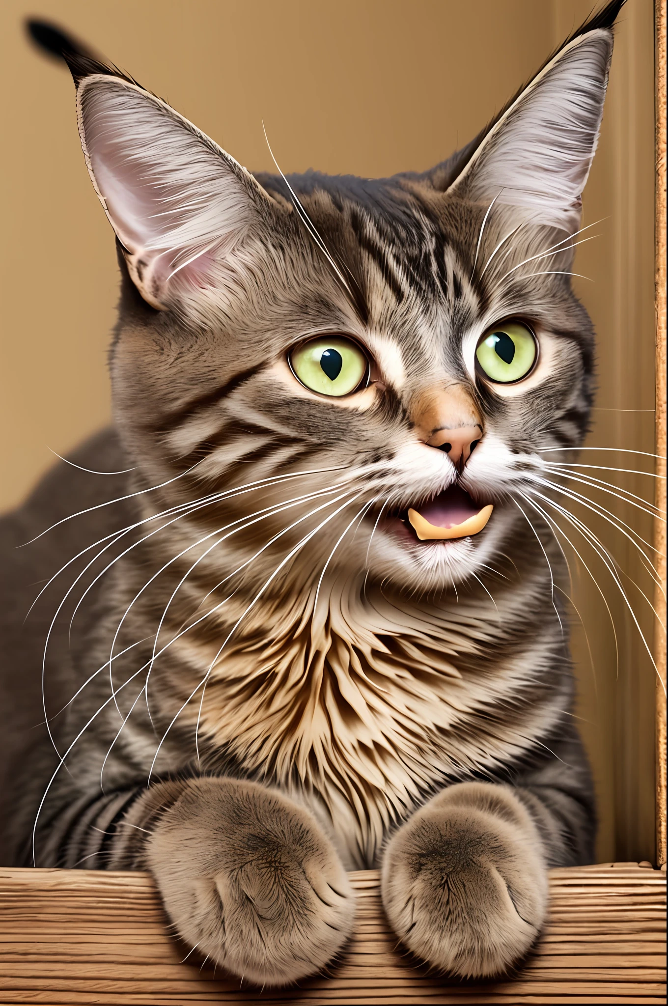 Cat with open mouth and surprised face --auto --s2