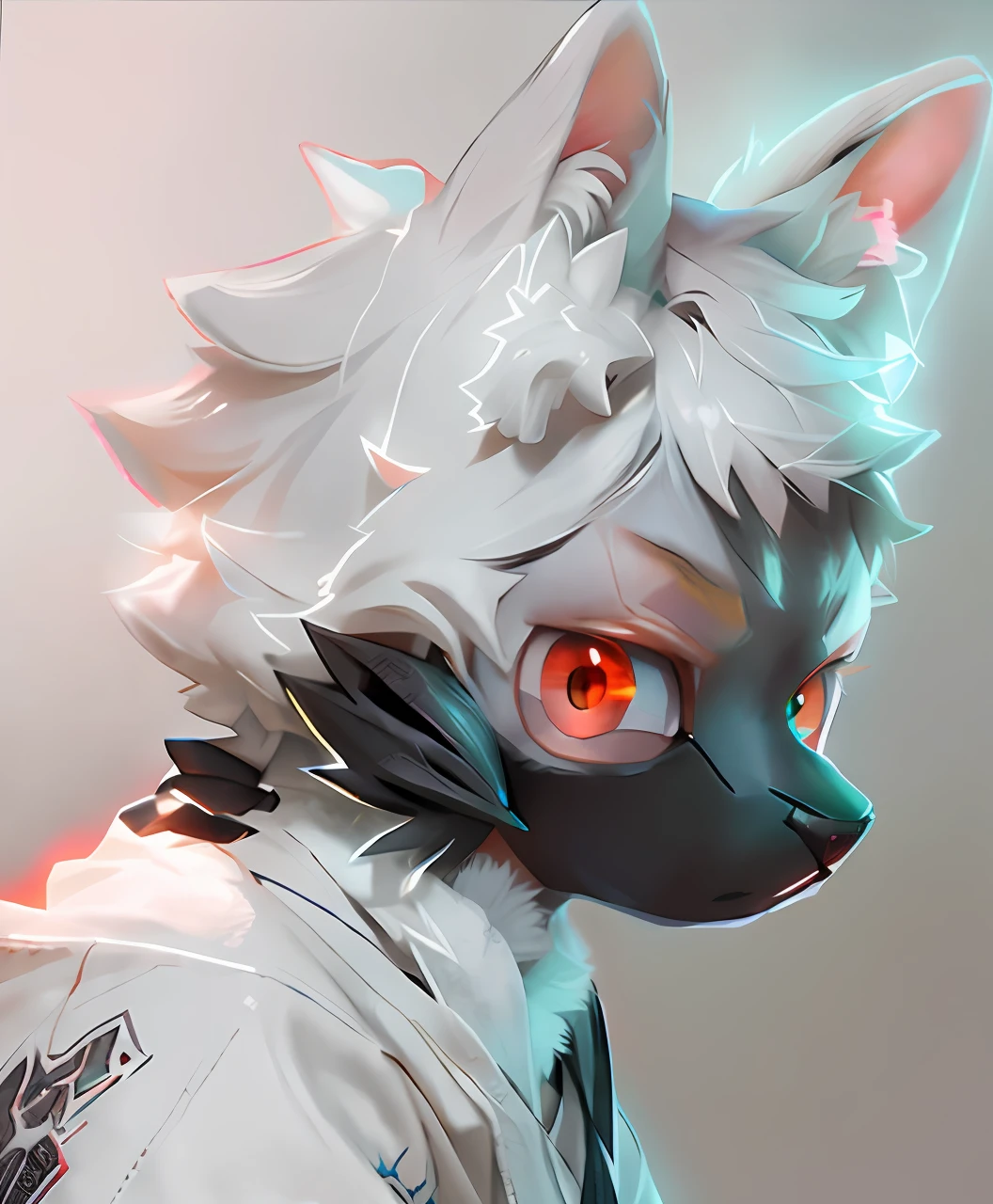 Anime characters with glowing eyes and white heads, fursona art, very very beautiful furry art, eye-catching detailed art style, furry digital art, furry character portrait, an anthropomorphic cyberpunk fox, 8K high quality detailed art, commission for high resolution, low details. Digital painting, Furry art!!!