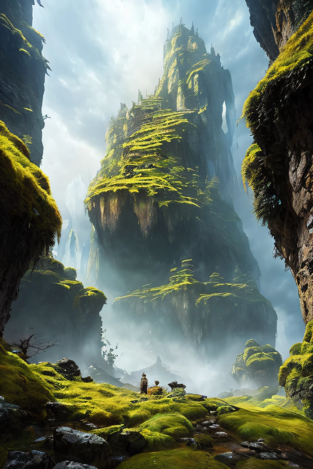 The Viking warrior should be depicted in a stylized manner, with exaggerated proportions and dynamic poses. The giant should have a mythical appearance, with elements of nature incorporated into its design, such as moss-covered skin or tree-like features. The cave should be depicted as a mystical and ethereal environment, with glowing crystals and mysterious light sources. The art style should be inspired by the works of fantasy artists such as Luis Royo and Frank Frazetta, combining intricate details with bold brushstrokes. The image should be rendered in a digital illustration style, with vibrant colors and dramatic lighting. The camera shot can be a dynamic angle, such as a low angle shot looking up at the characters. The camera lens used can be a wide-angle lens, capturing the expansive nature of the cave and enhancing the sense of scale