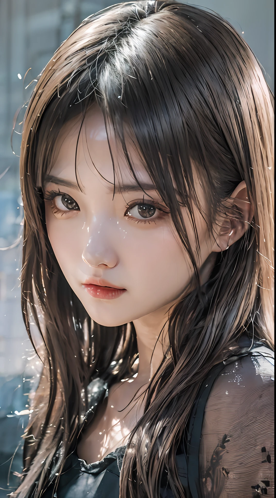 People Girls、独奏、shinny skin、ighly detailed、ultra-detailliert、The ultra -The high-definition、(Photorealsitic:1.4)、(top-quality)、(Best Shadows)、detaileds、Perfect litthing、length hair、(small tits:1.2)、japanes、32years old、white  shirt、a black skirt、a smile、(Raw photography、top-quality)、(realisitic、Photorealsitic:1.3)、top-quality、high-detail、​masterpiece、ultra-detailliert、illustratio、1girl in、The upper part of the body_Body、dynamic ungle、world masterpiece theater、Messy_long_hair、top-quality、Highly detailed CG Unity 8K wallpaper、inky、magnifica、电影灯光、lens_f lare、dunhuang_Masterpieces of style, top-quality, 35 mm, 8K, absurderes, a beauty girl, (The upper part of the body, Dark gray background:1.4),, A slender, Dark Studio, Rim lighting, A hyper-realistic, hight resolution, a picture, film grains, chromatic abberation, depth of fields, foco nítido, nffsw, face lights, Dynamic lighting, Cinematographic lighting, Professional Shadows, darker shadows, highestdetailed, Extreme details, ultra-detailliert, Fine, authentic skin、delicated facial features、detailed faces and eyes、Sharp pupils、Realistic pupils、Trang Tien、skirt by the、Curly hair、a blond