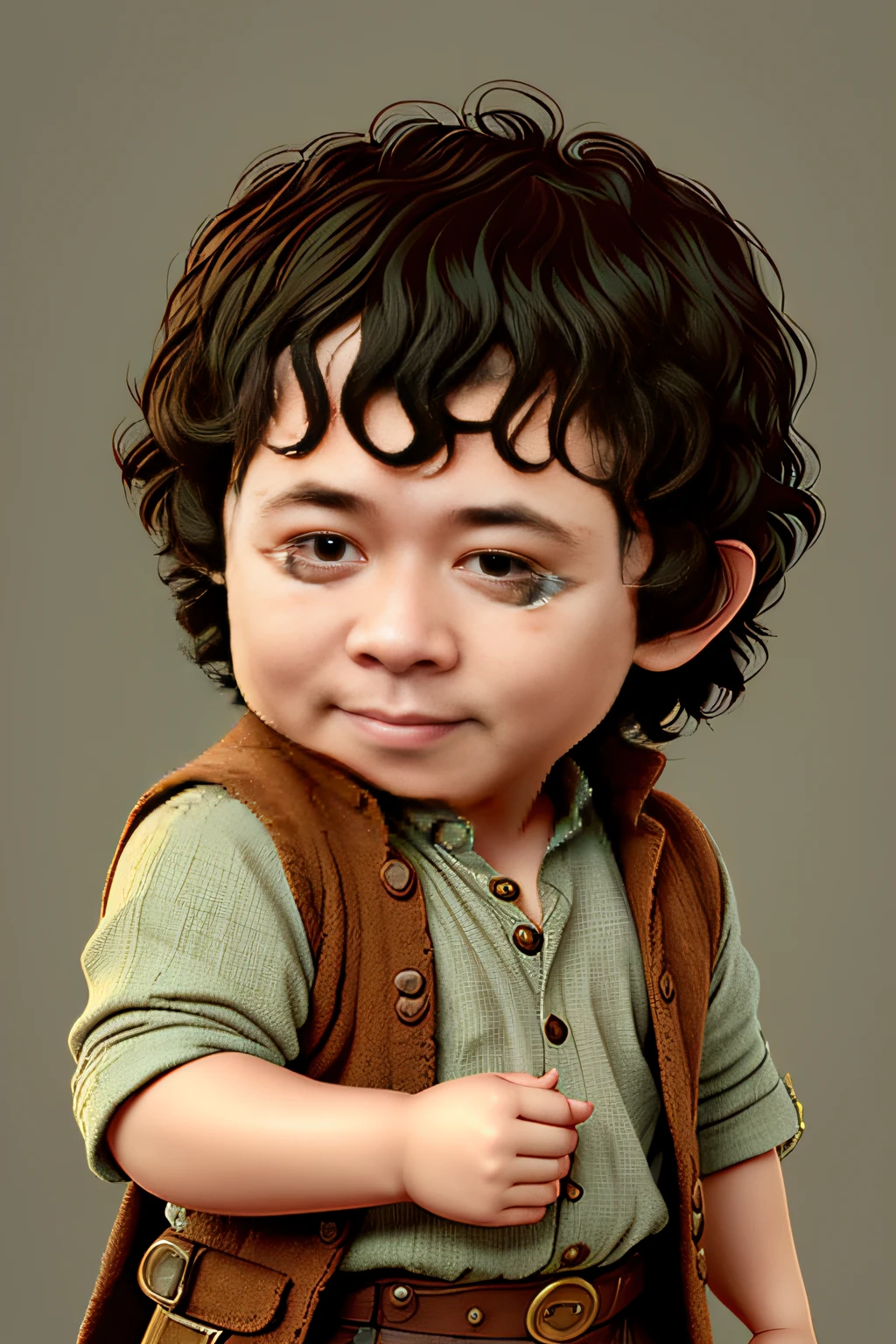 (cbzbb:1.25), portrait of cutest frodo baggins baby illustration, artstation, CGI_Animation,