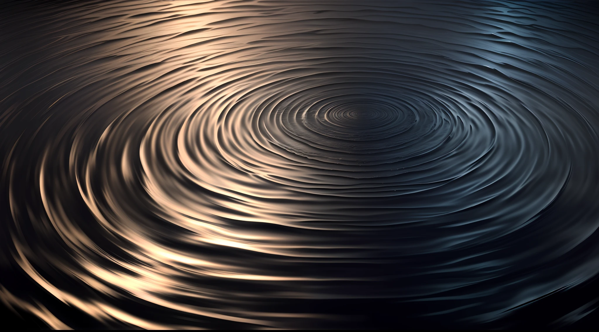 Black background，water ripple，Ripples diverge，