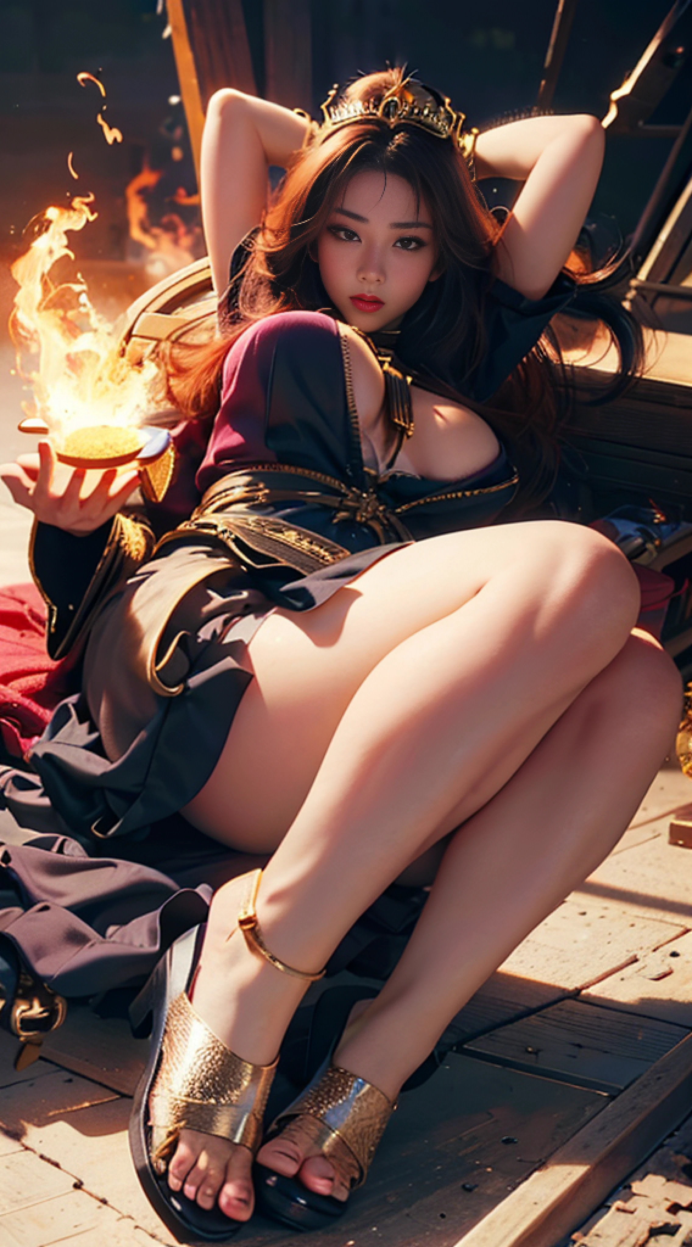 offcial art, Unity 8k壁纸, hyper-detailing, tmasterpiece, best qualtiy, A woman who is, (The is very detailed), (RAW photos, best qualtiy), (realisticlying, realisticlying:1.3), k hd, Open Your Mouth Lightly, Ultra detailed complex 3D rendering of the face, (huge tit:8.8), (highly detailedskin:1.2), (Expose pervert:1.1), Beautiful Caucasian woman with big ass full soft breasts and fair skin(toppless), Extra-large big breasts, brunette color hair, eBlue eyes, long whitr hair, ( (Clear silk pink string microbikini)), dynamic angle, Mysterious expressions, Fire effect, Fantasy Background, edge lit, Sideslit, cinematric light, hyper HD, 8k, filmgrain, best shadow, light particules, detailed skin textures, 详细的脸, Complicated details, super detailing, brightly, strong, Elongated abs,(beautiful huge crown with detail)),shinning eyes,fanciful,(Realistis),