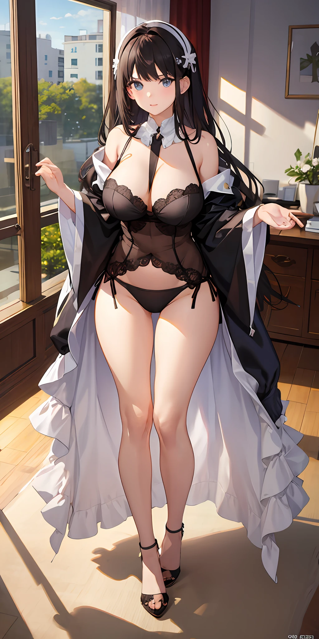 White transparent panties black silk 