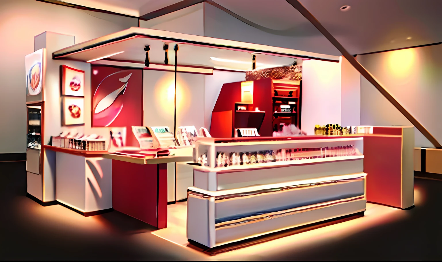 Alafeld displays cosmetics in a store,The background is a woman, Product display, popular korean makeup, 8 k'' ), official store photo, Popular Korean makeup, Showcase, Innocent look, Makeup, show room scene, ji-min, sephora, jia, superior look, 🤬 🤮 💕 🎀, 4 ), 6k, exclusive,Dark Department