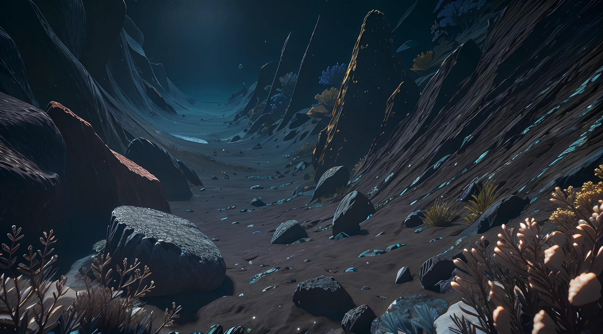 deep sea, tranquil, dark