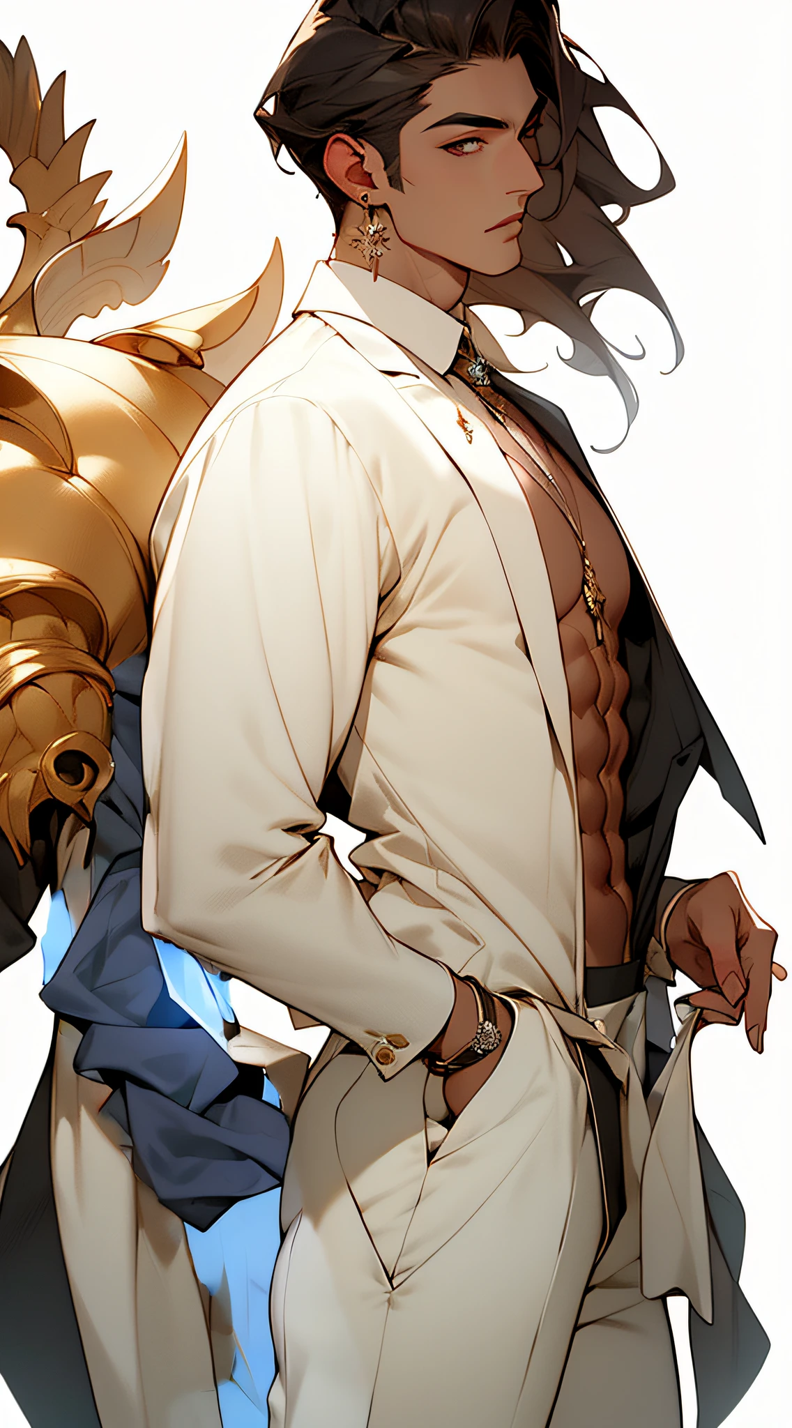 white backgrounid,The clothes ar,white business suit